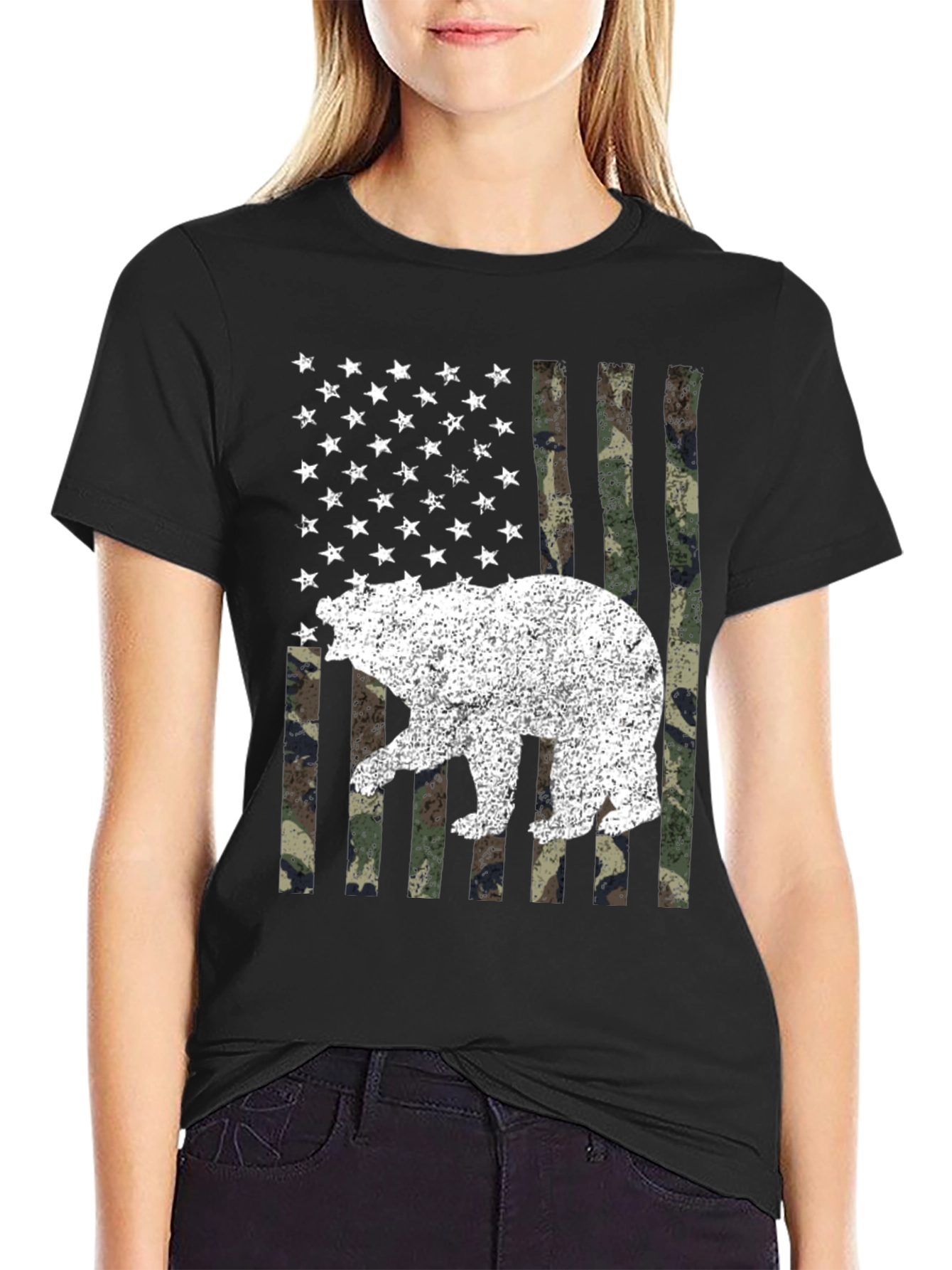 Bear USA Flag Camo T-Shirt