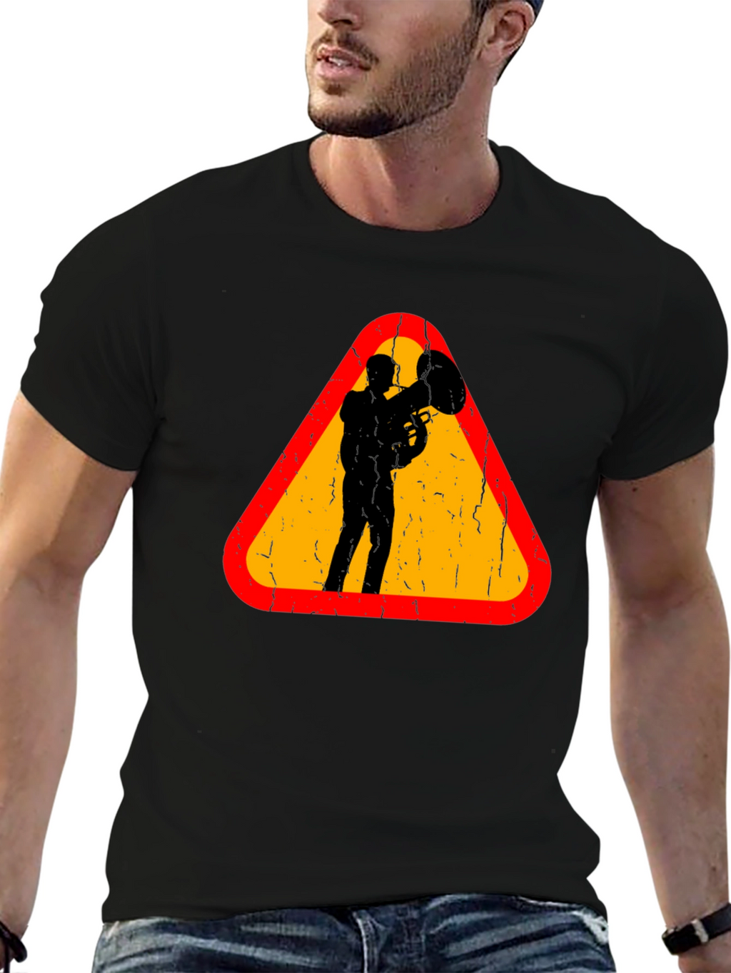 Tuba Player Graphic Tee - Musician Triangle Design