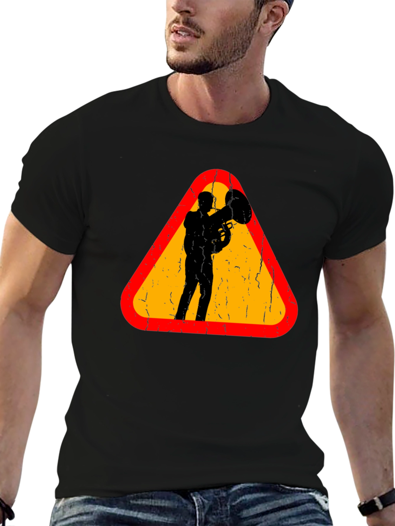 Tuba Player Graphic Tee - Musician Triangle Design