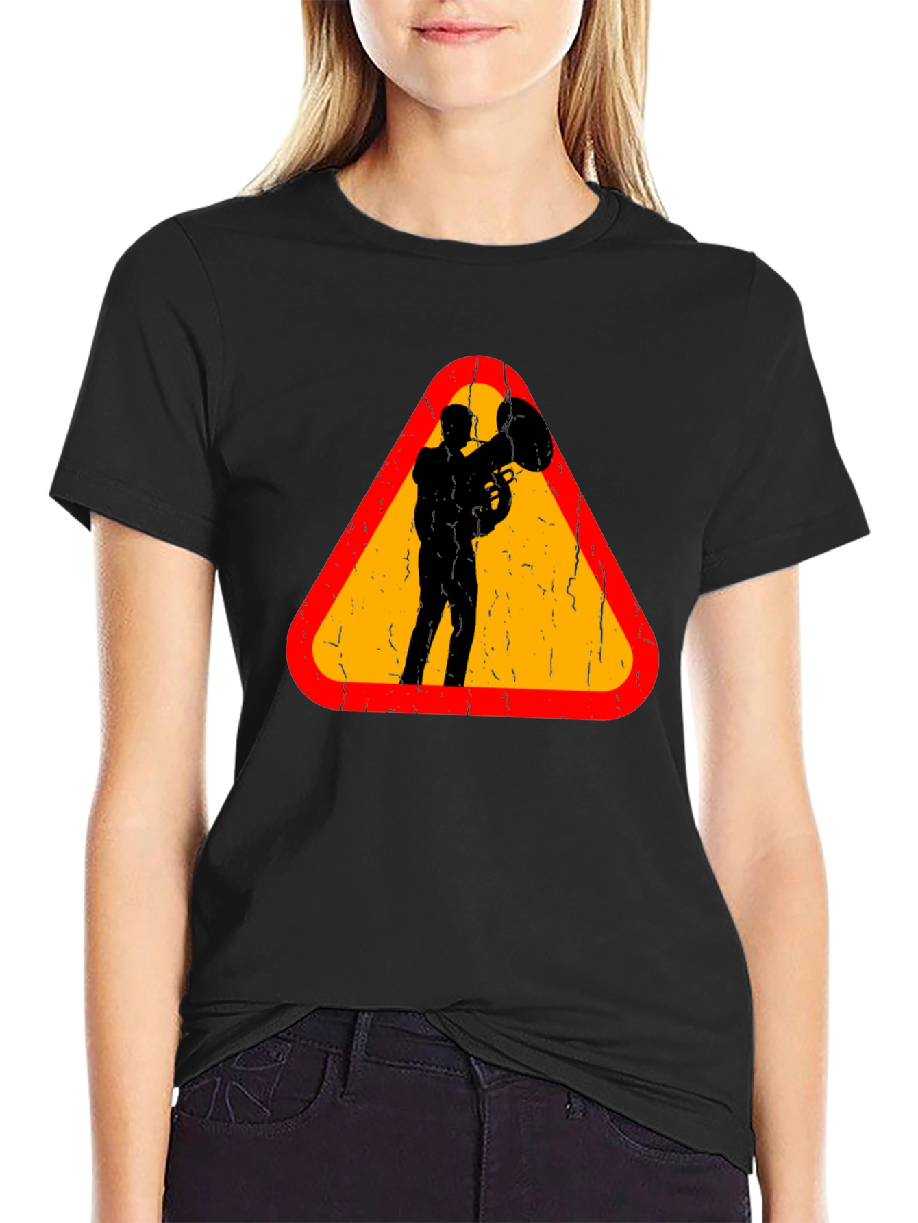 Tuba Player Graphic Tee - Musician Triangle Design