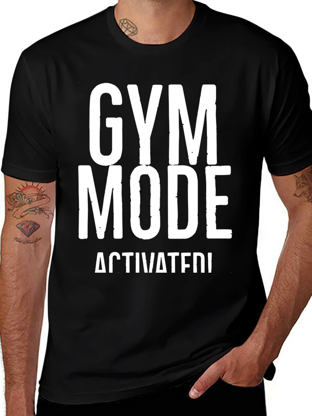 Gym Mode Activated Black Graphic T-Shirt