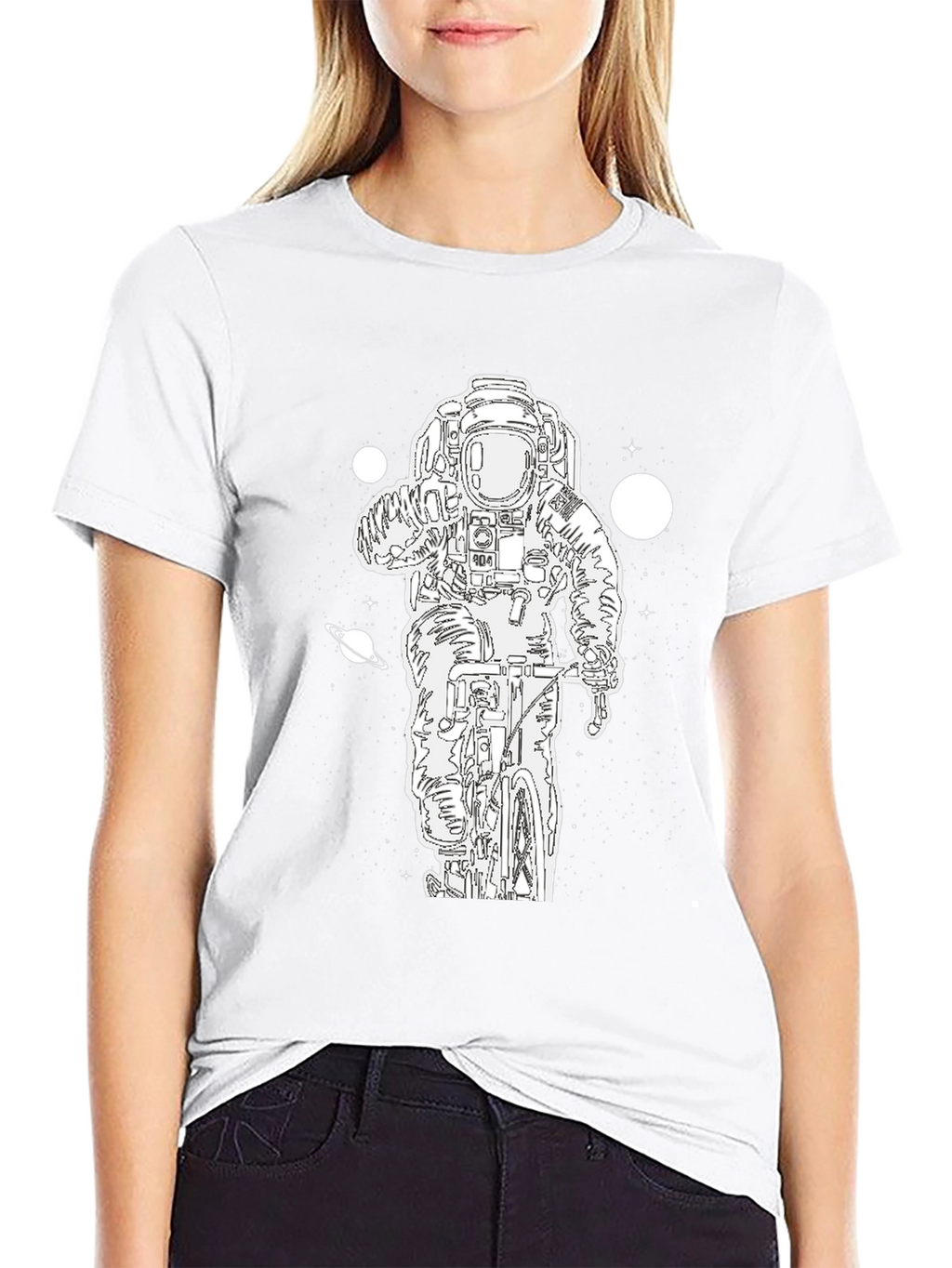 Astronaut Biker Graphic Tee - Black