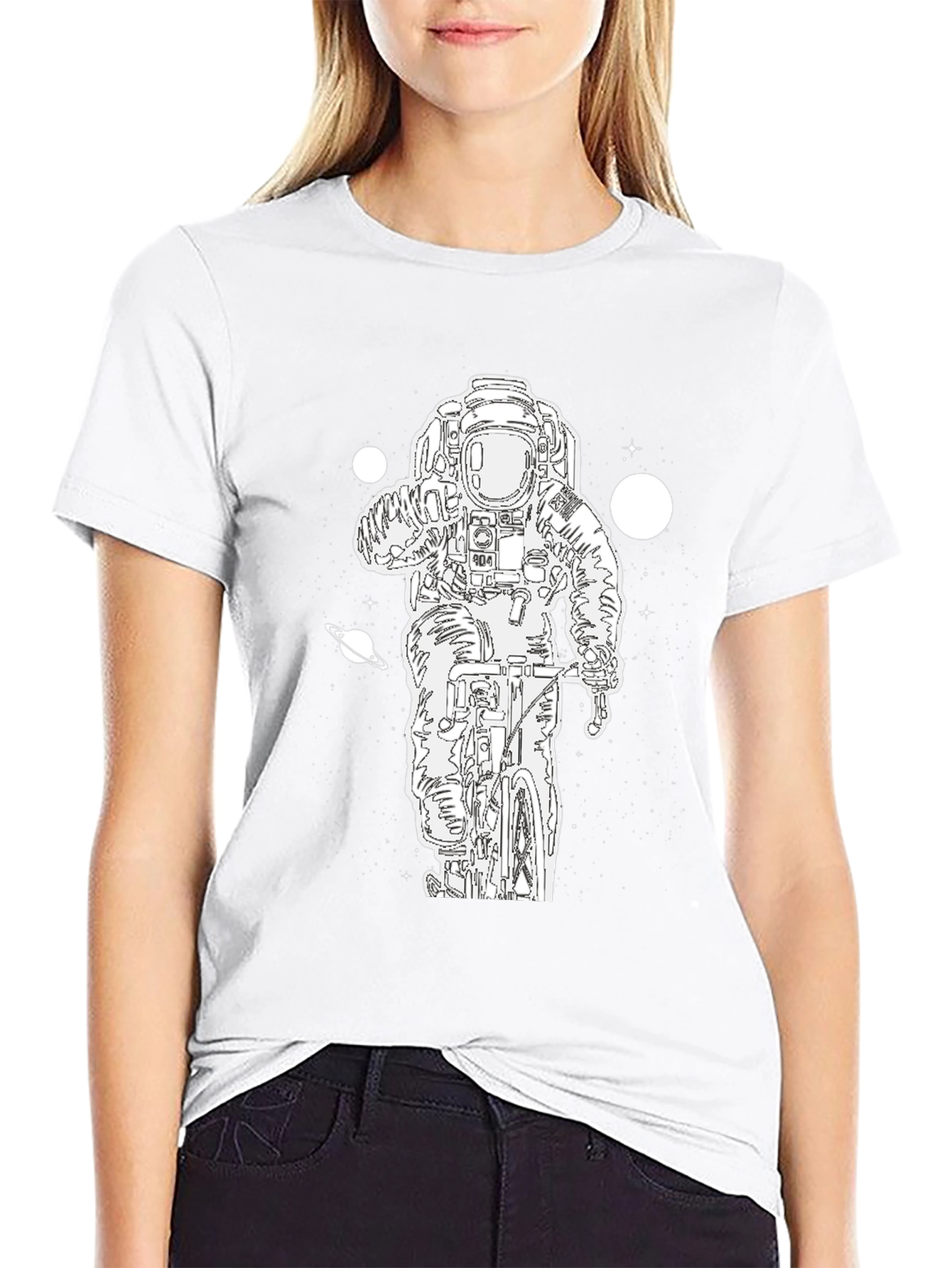 Astronaut Biker Graphic Tee - Black