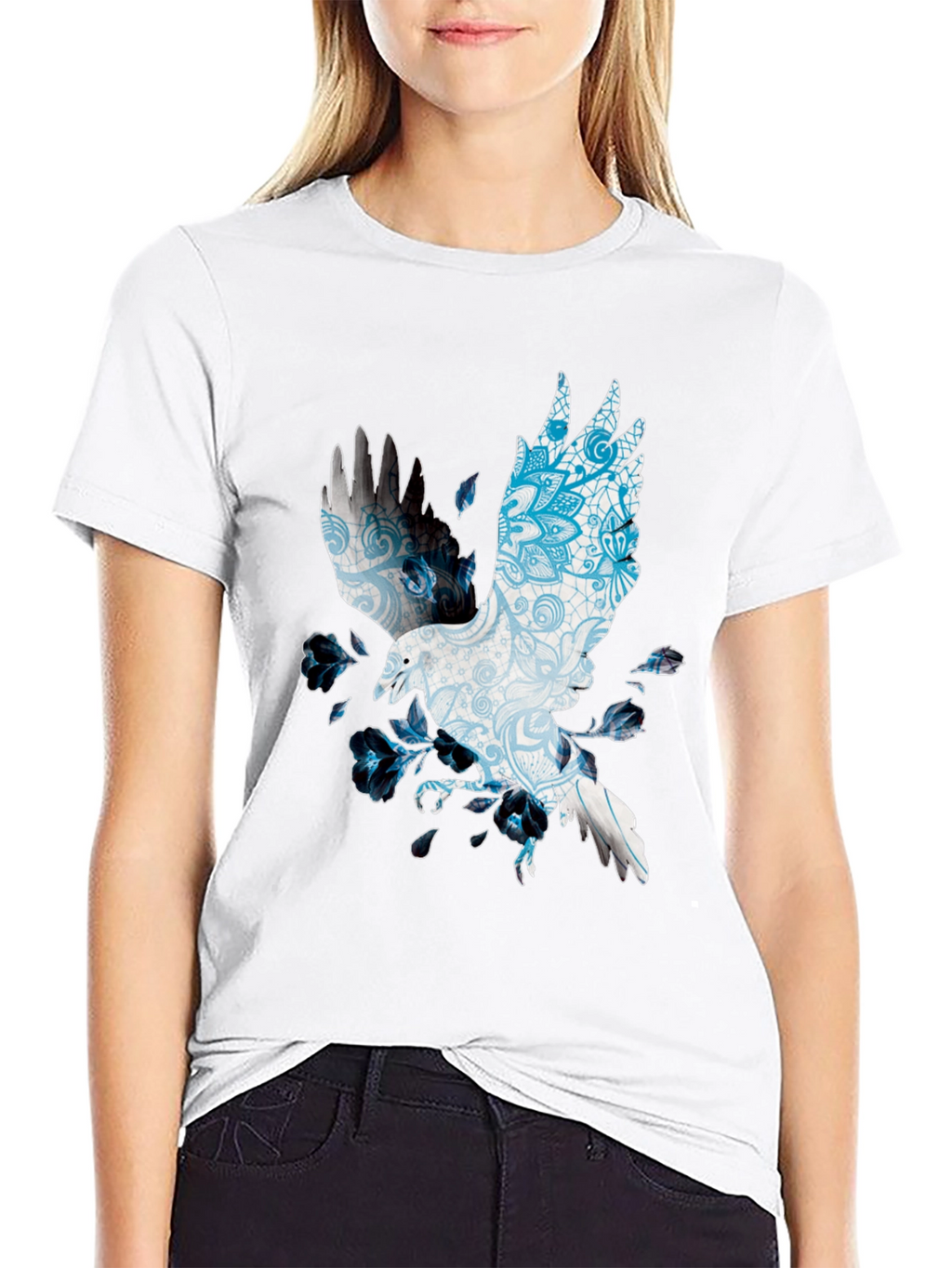 Raven Mandala Print Black T-Shirt