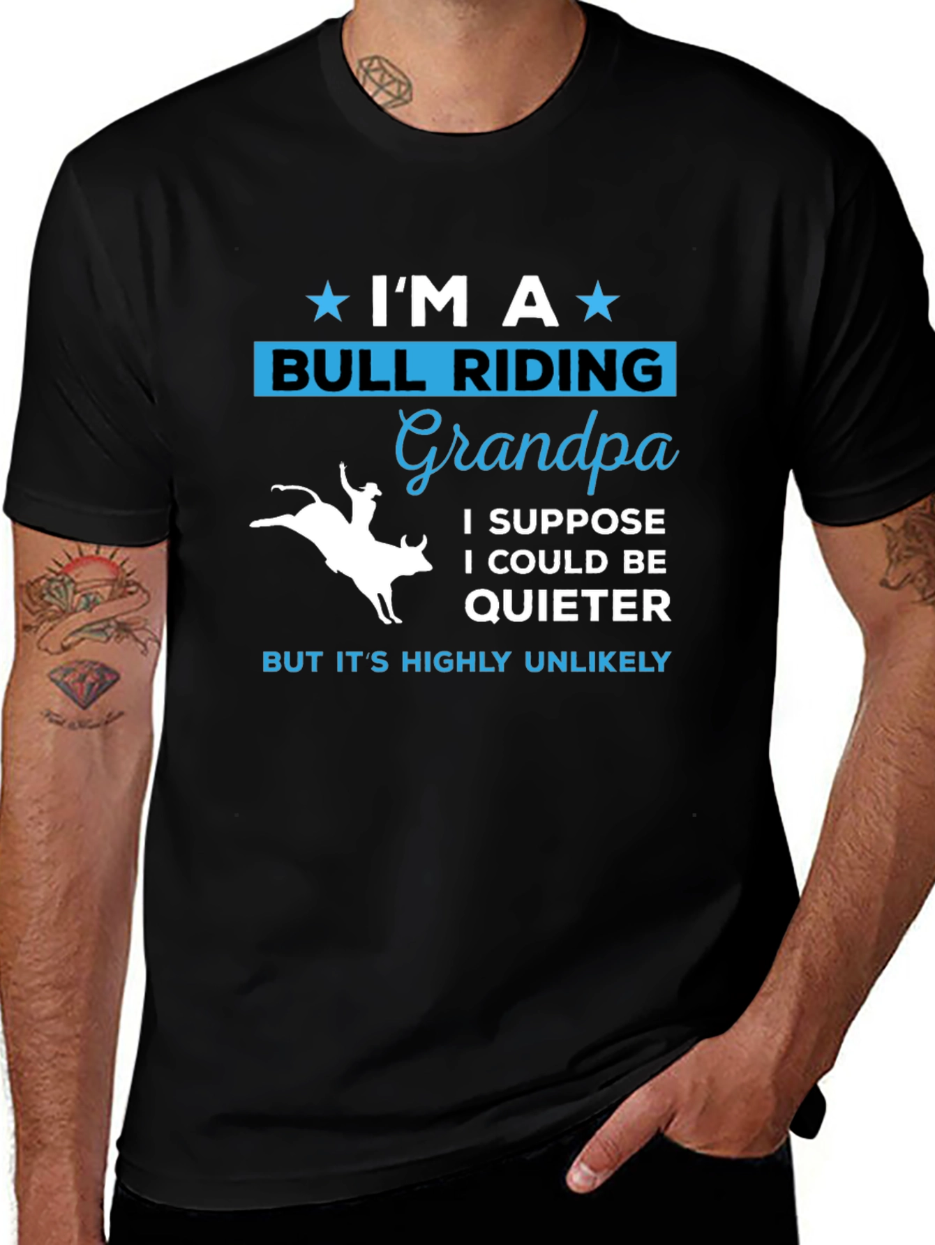 Bull Riding Grandpa T-Shirt - Quirky Graphic Tee