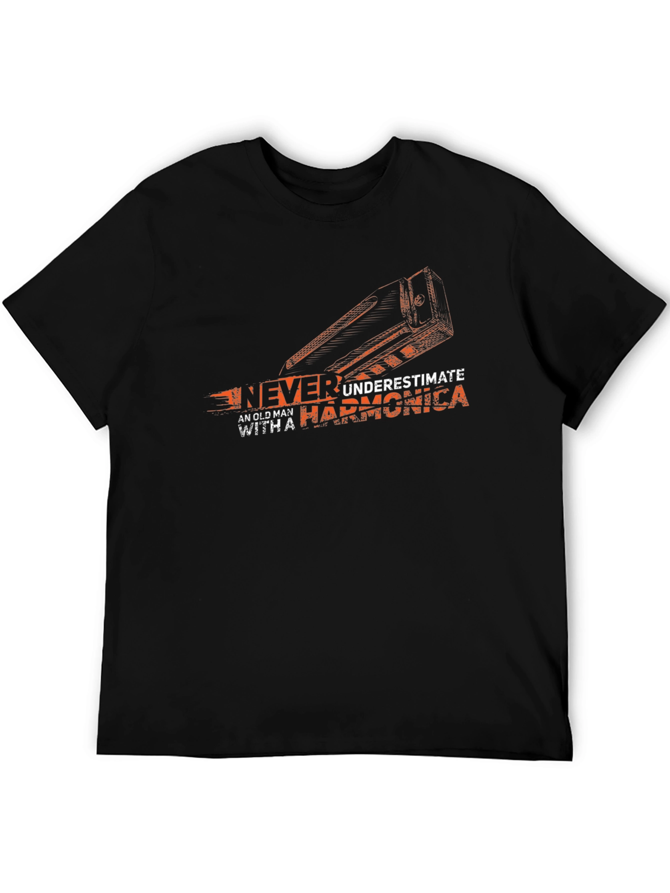 Never Underestimate Harmonica Old Man T-Shirt