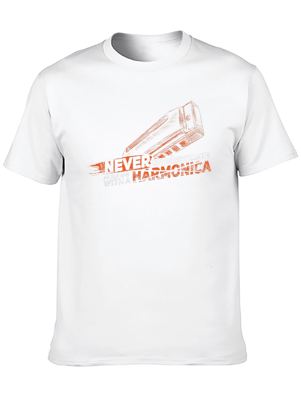 Never Underestimate Harmonica Old Man T-Shirt