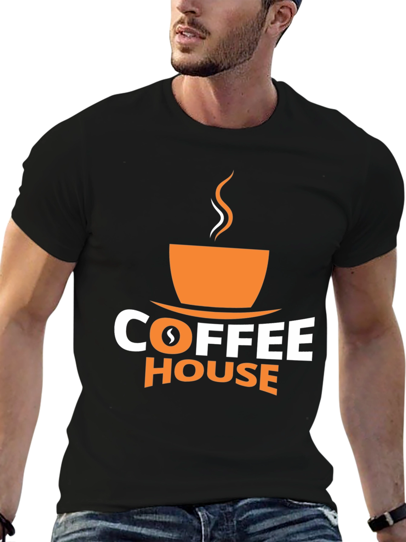 Coffee House Graphic Tee - Black Cotton Blend