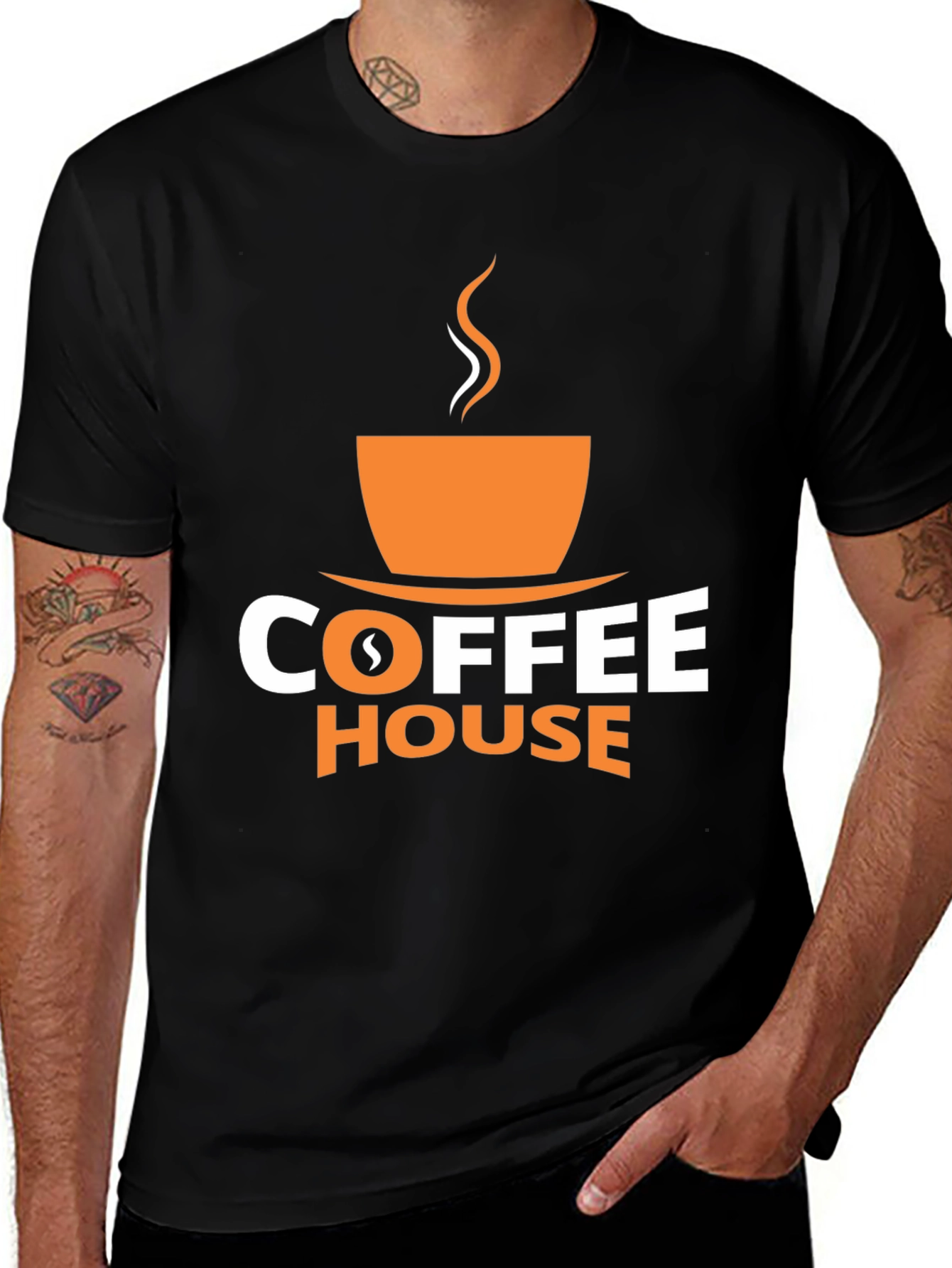 Coffee House Graphic Tee - Black Cotton Blend