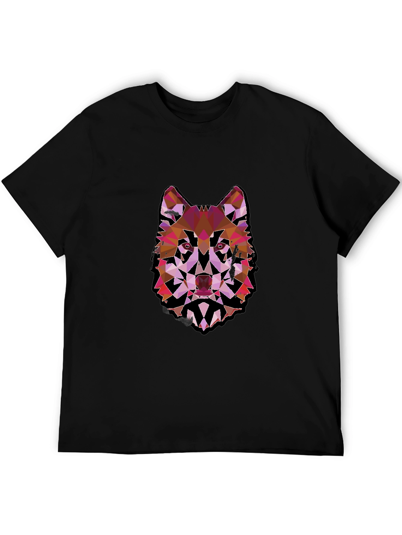 Geometric Wolf Graphic Black Tee
