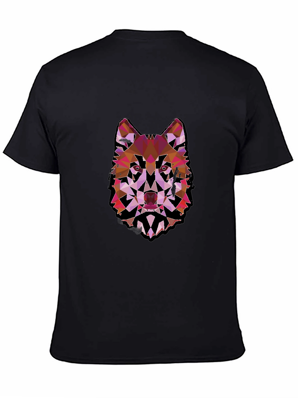 Geometric Wolf Graphic Black Tee