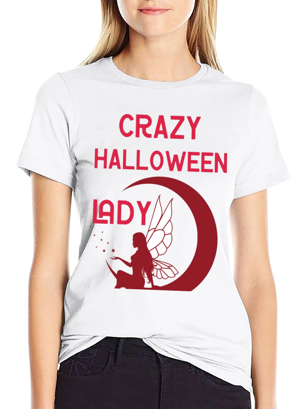 Crazy Halloween Lady Graphic T-Shirt