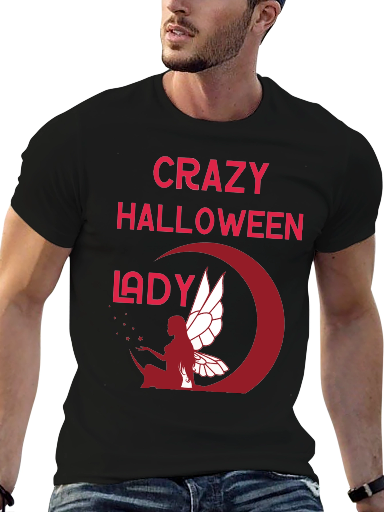 Crazy Halloween Lady Graphic T-Shirt