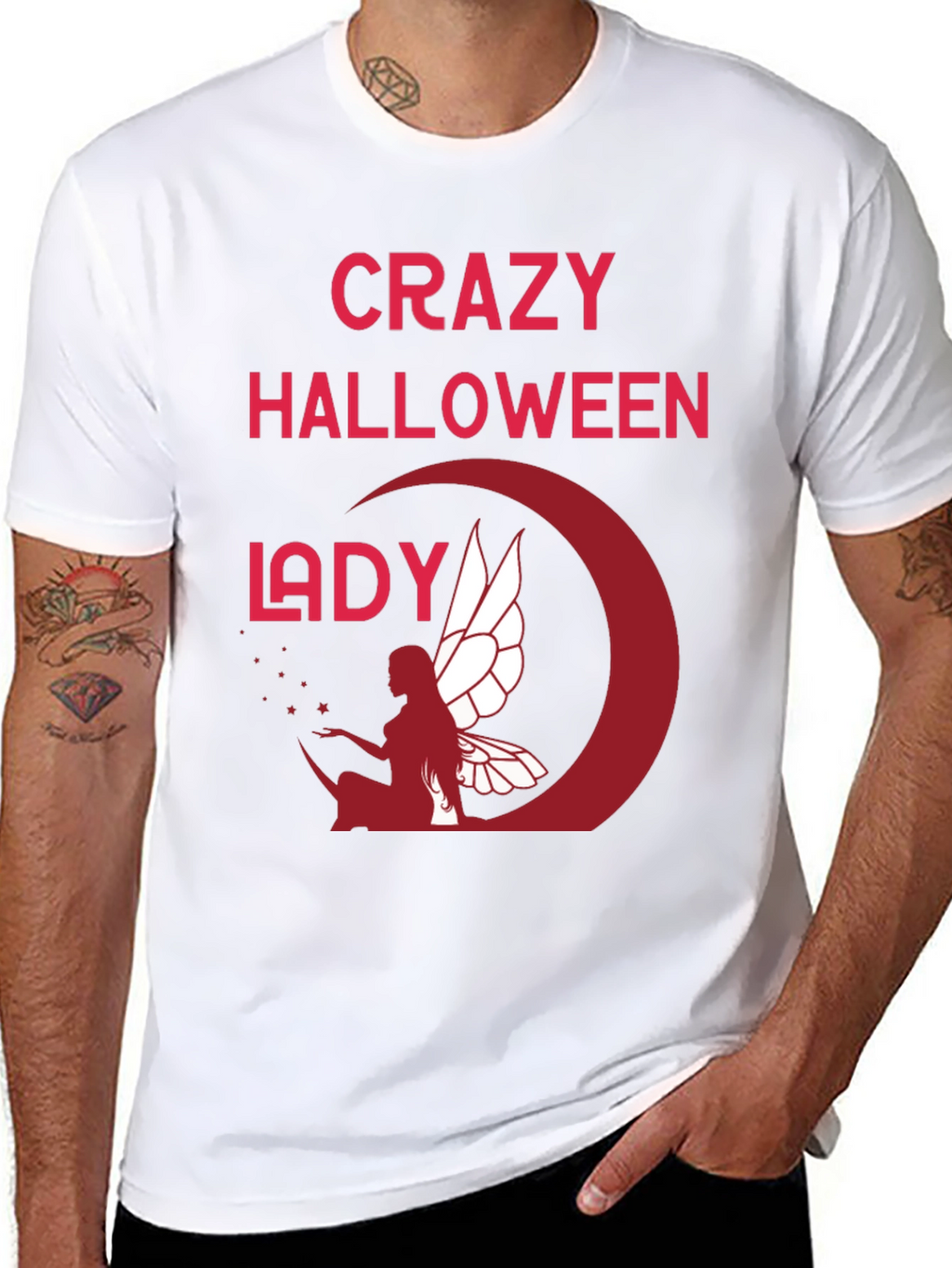 Crazy Halloween Lady Graphic T-Shirt