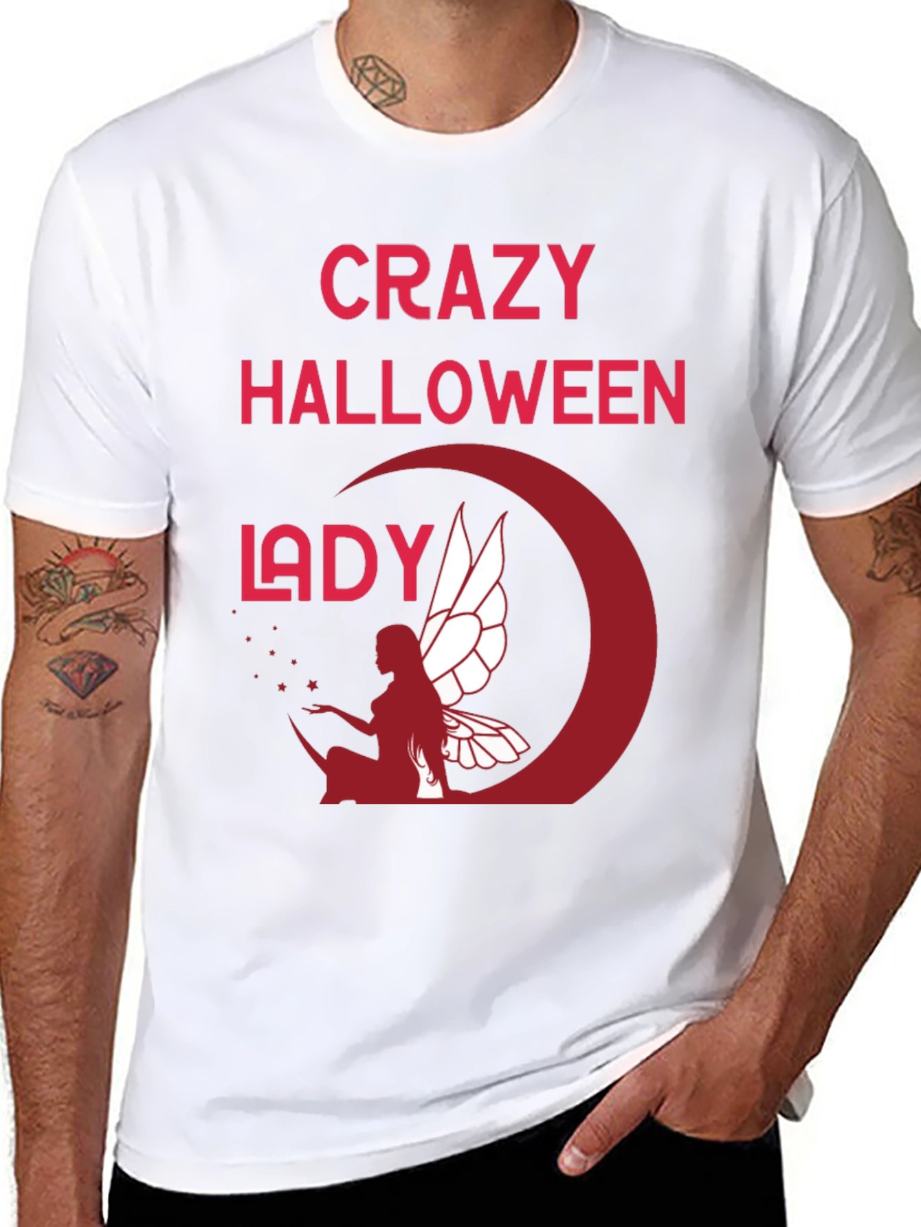 Crazy Halloween Lady Graphic T-Shirt