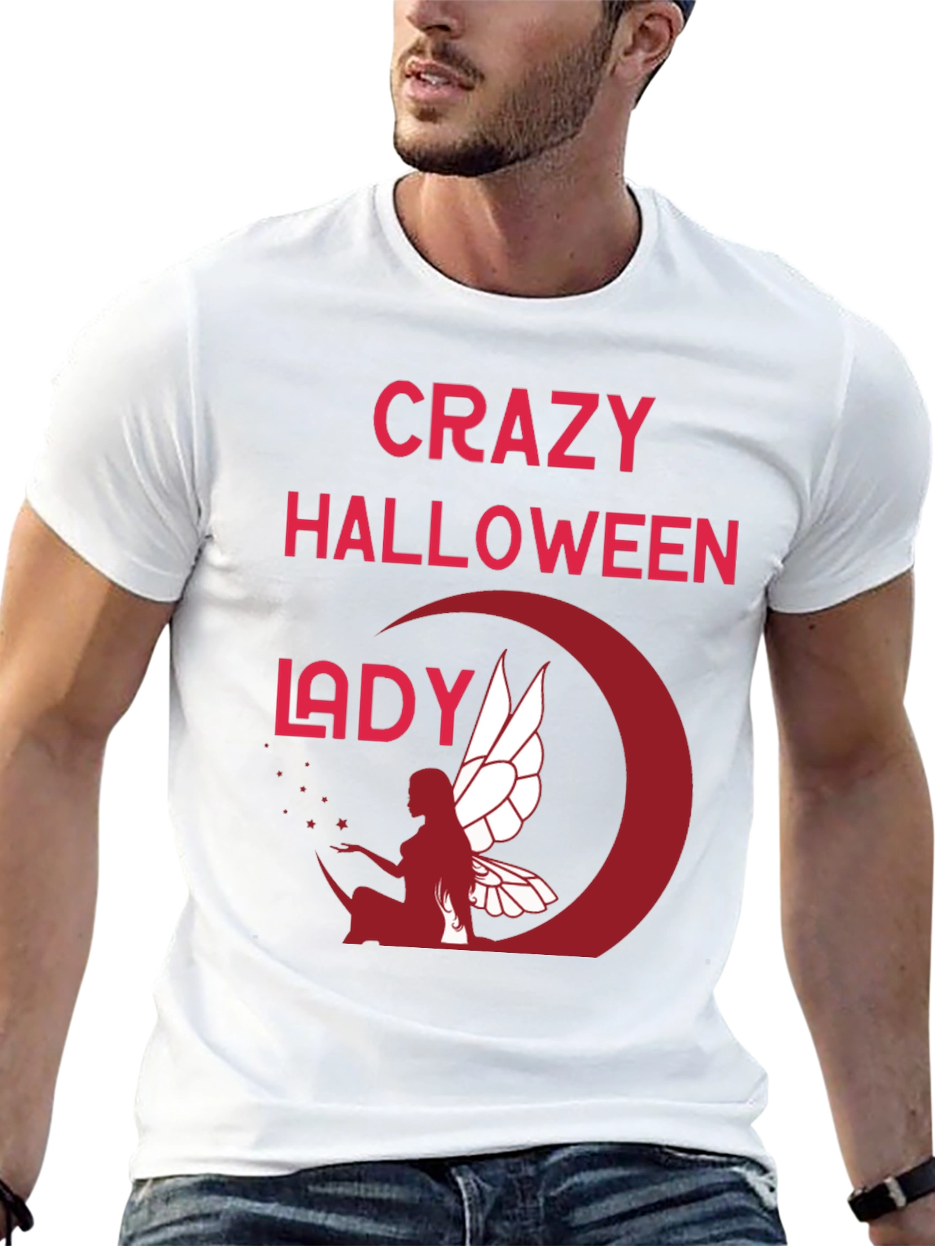 Crazy Halloween Lady Graphic T-Shirt