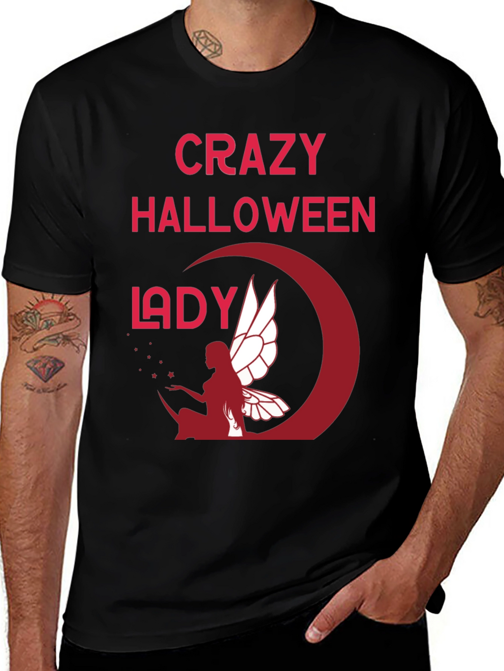 Crazy Halloween Lady Graphic T-Shirt