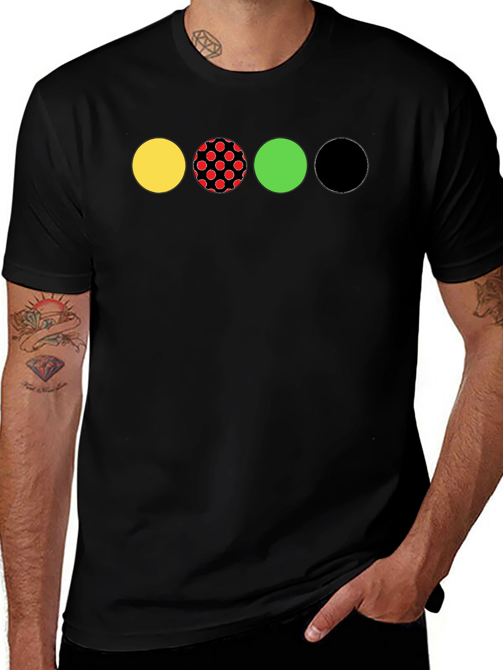 Circle Pattern Black T-Shirt - Unique Design