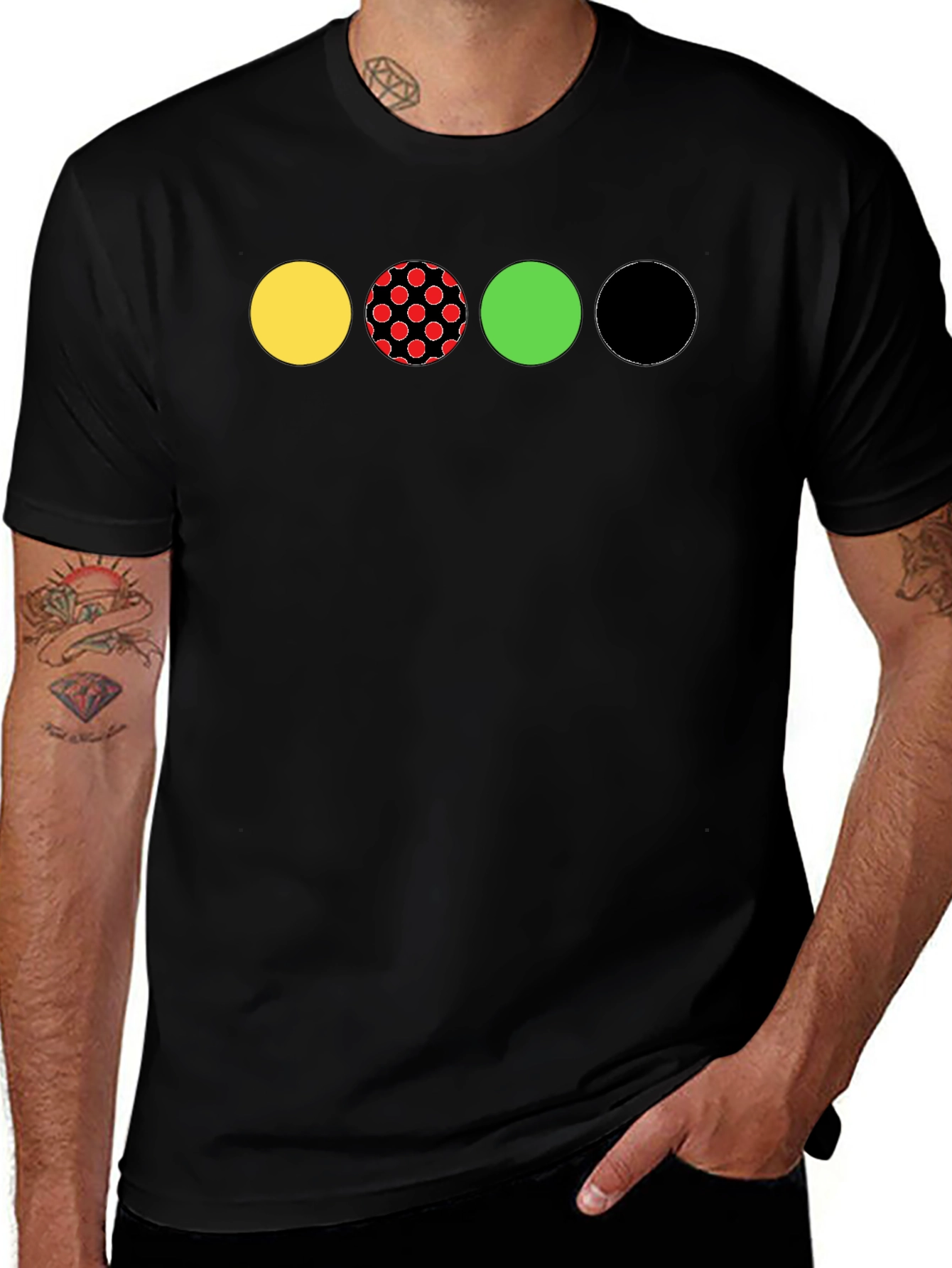 Circle Pattern Black T-Shirt - Unique Design