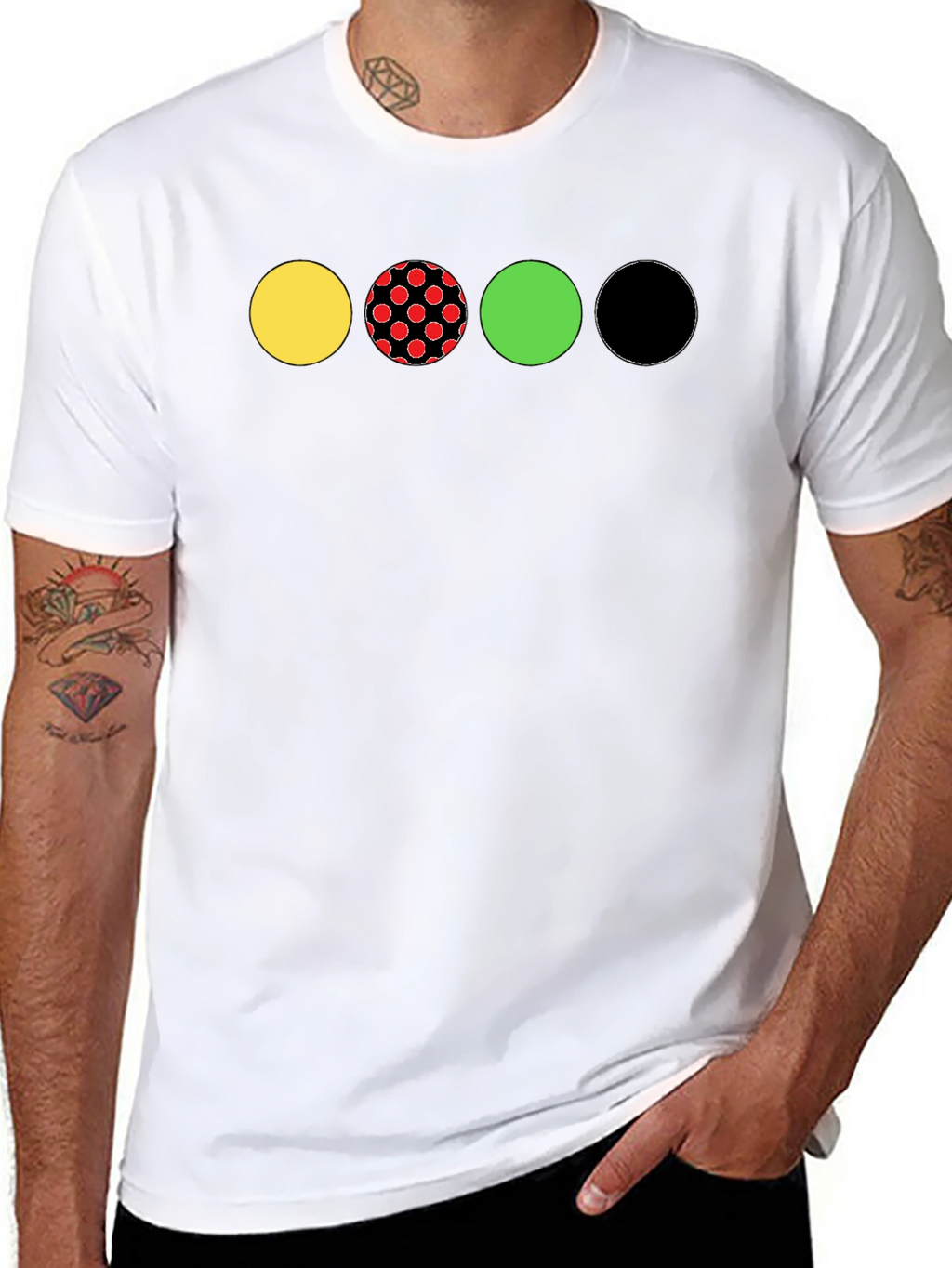 Circle Pattern Black T-Shirt - Unique Design