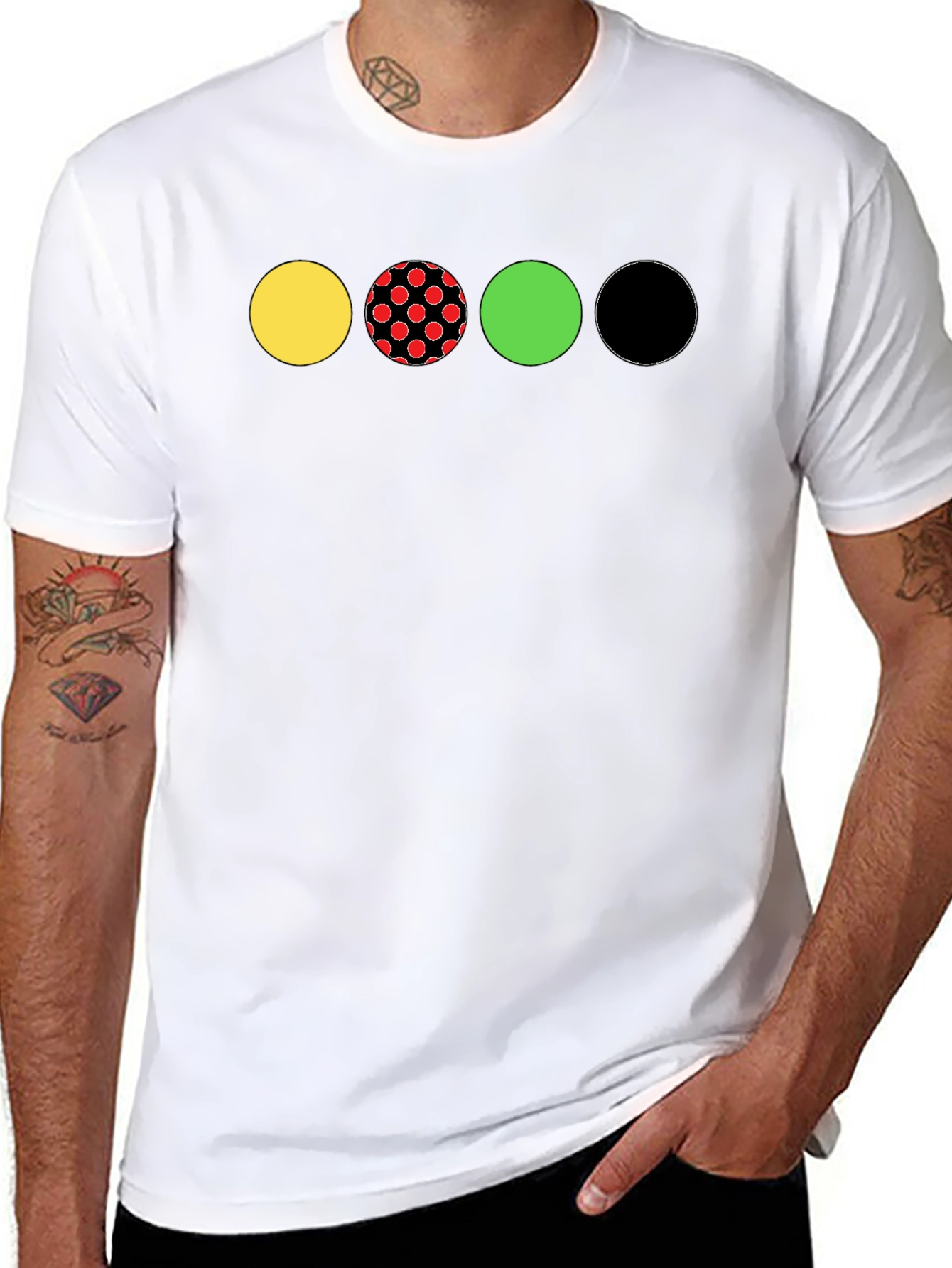 Circle Pattern Black T-Shirt - Unique Design