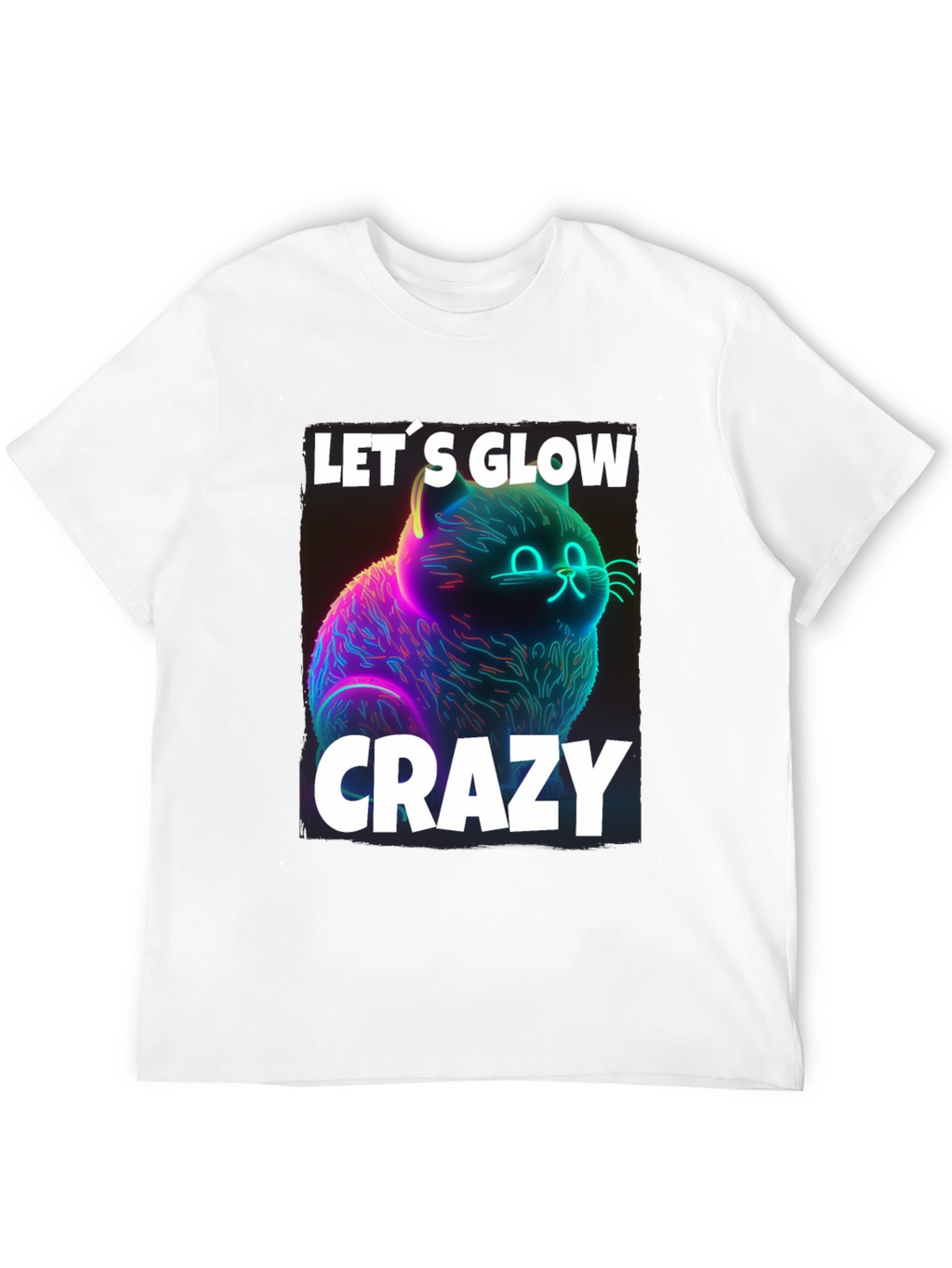 Lets Glow Crazy Cat Graphic T-Shirt