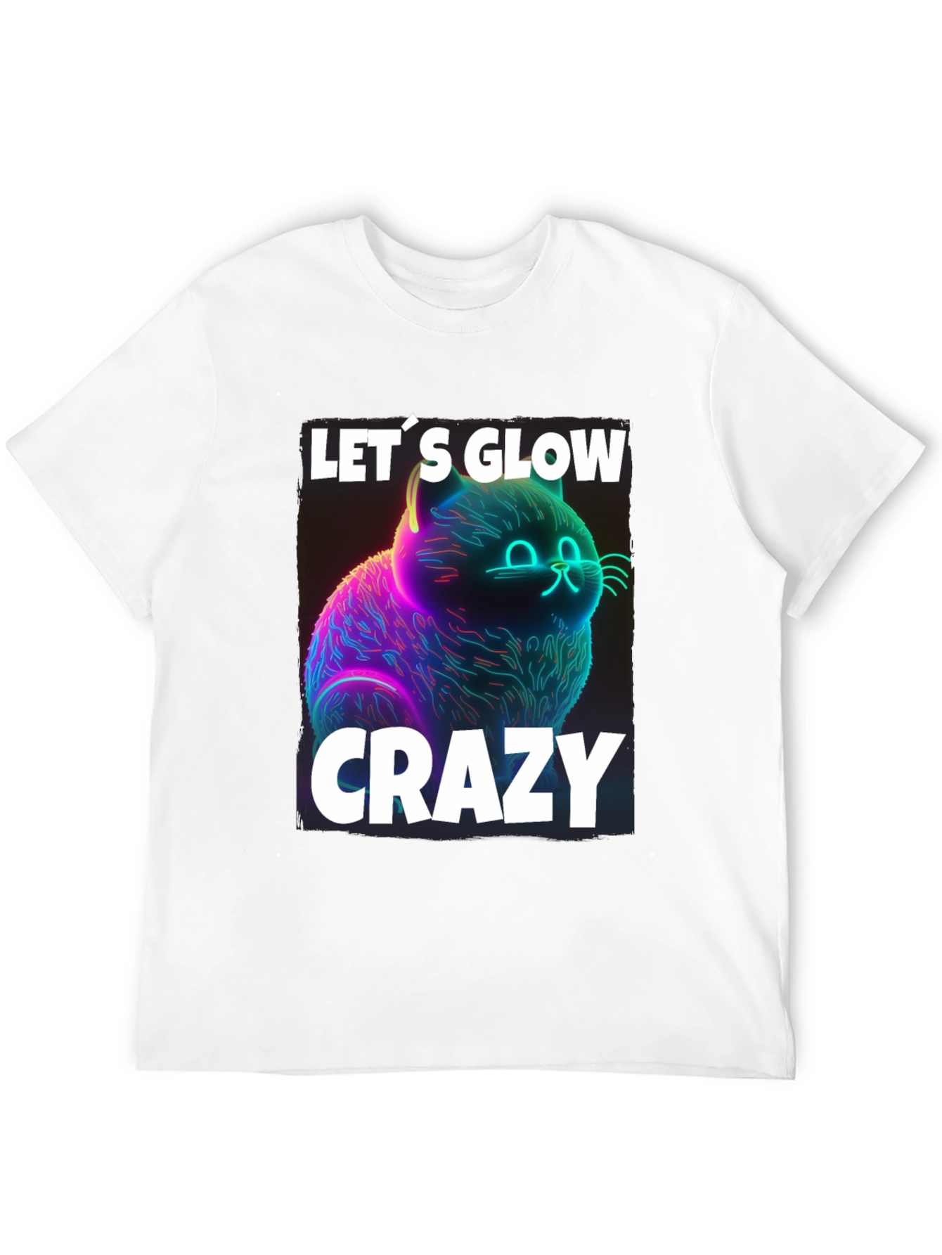 Lets Glow Crazy Cat Graphic T-Shirt