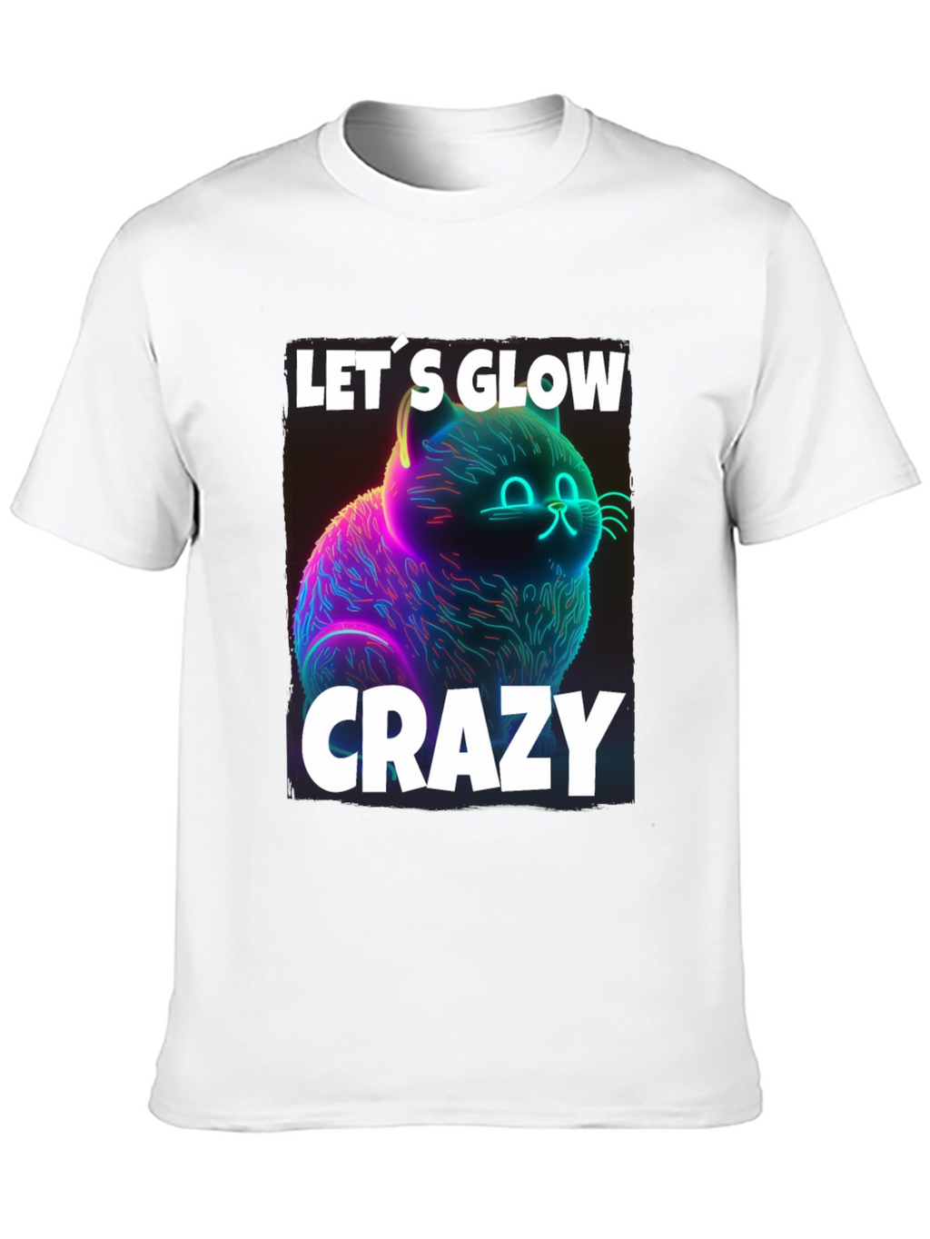 Lets Glow Crazy Cat Graphic T-Shirt