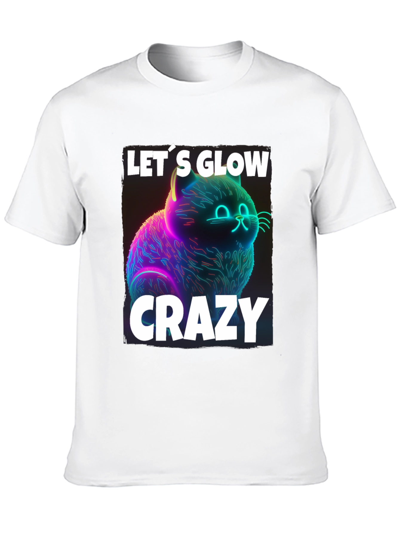 Lets Glow Crazy Cat Graphic T-Shirt