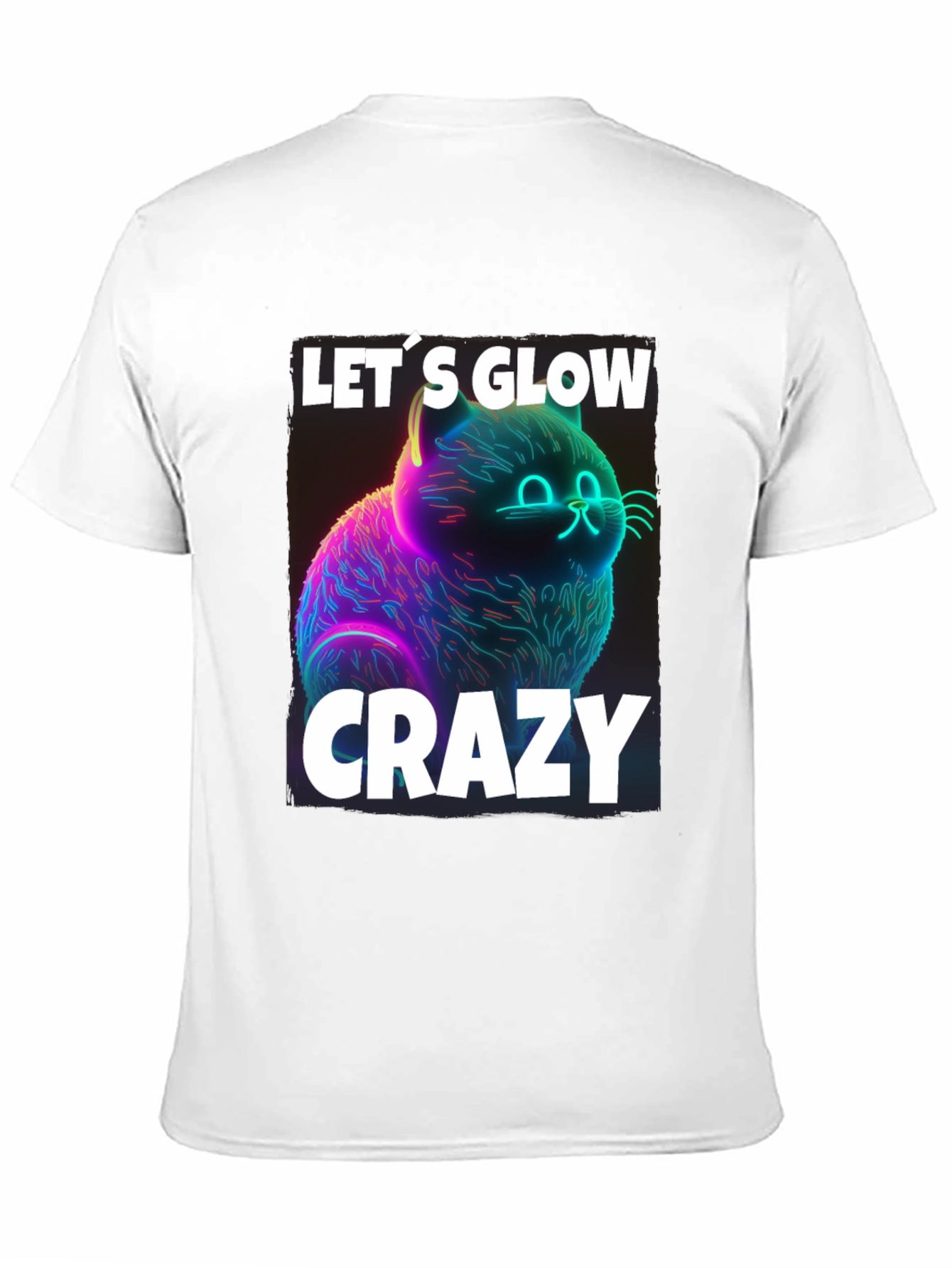 Lets Glow Crazy Cat Graphic T-Shirt