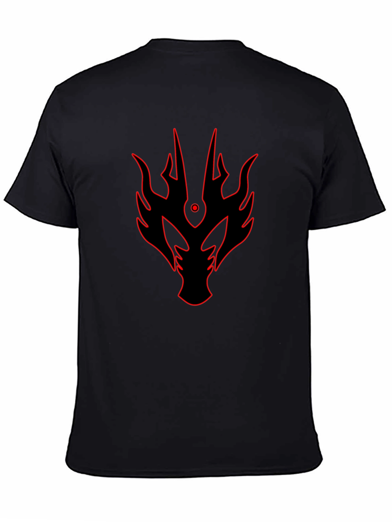 Bold Red Dragon Head Graphic Print Black T-Shirt