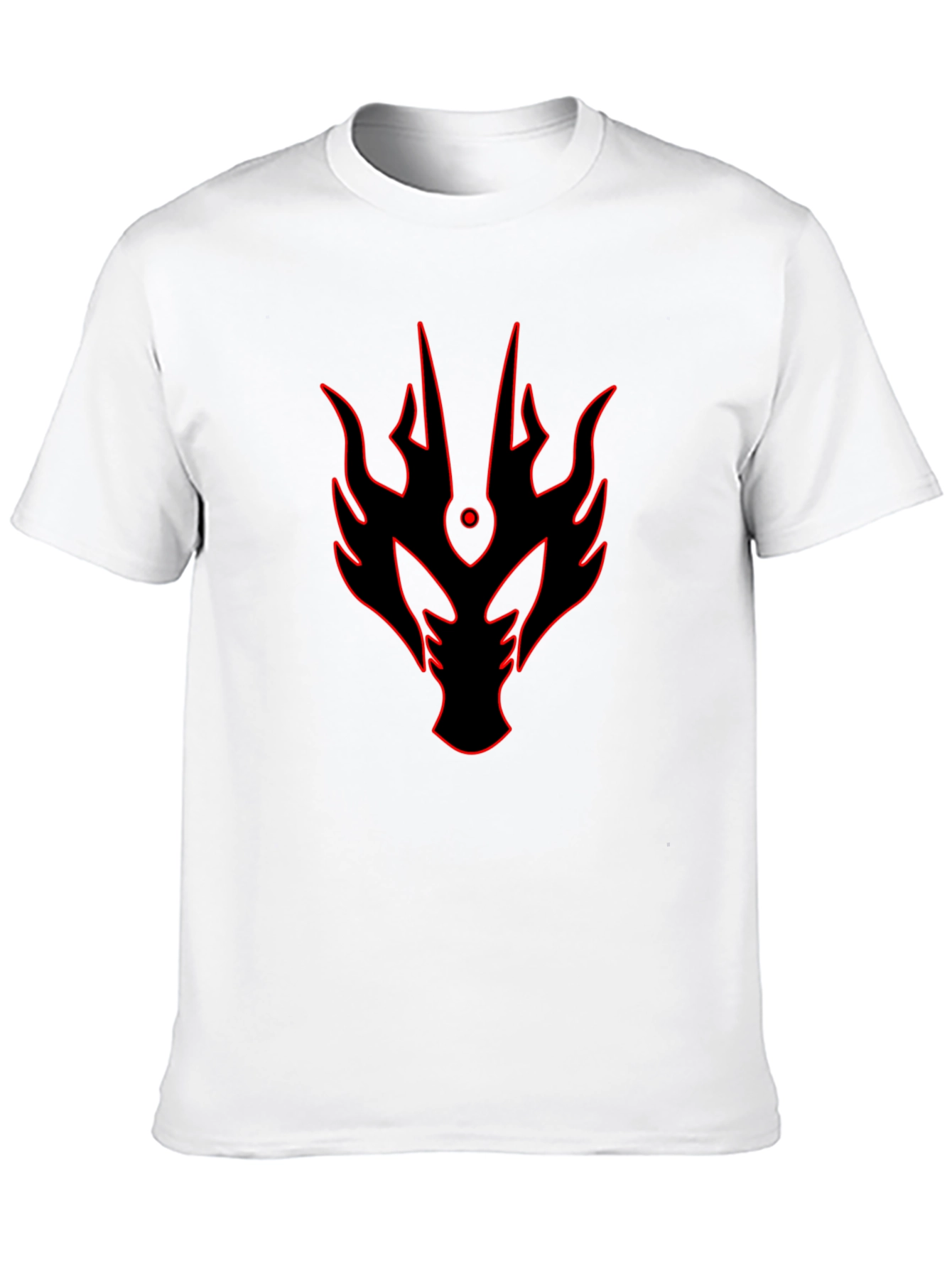 Bold Red Dragon Head Graphic Print Black T-Shirt