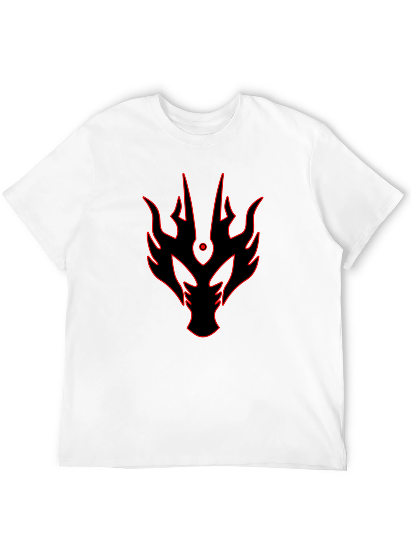 Bold Red Dragon Head Graphic Print Black T-Shirt