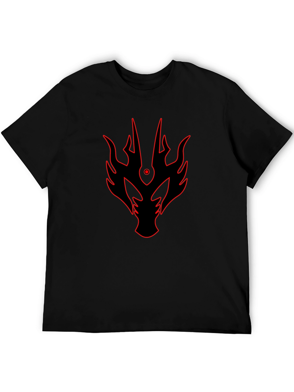 Bold Red Dragon Head Graphic Print Black T-Shirt