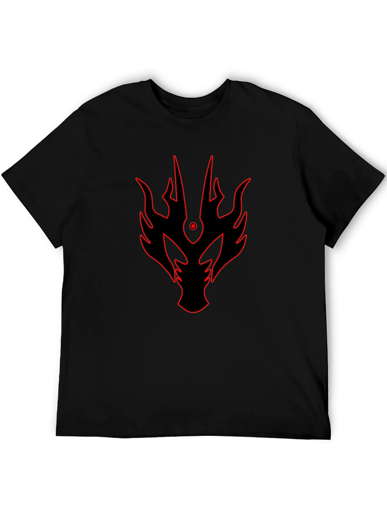 Bold Red Dragon Head Graphic Print Black T-Shirt