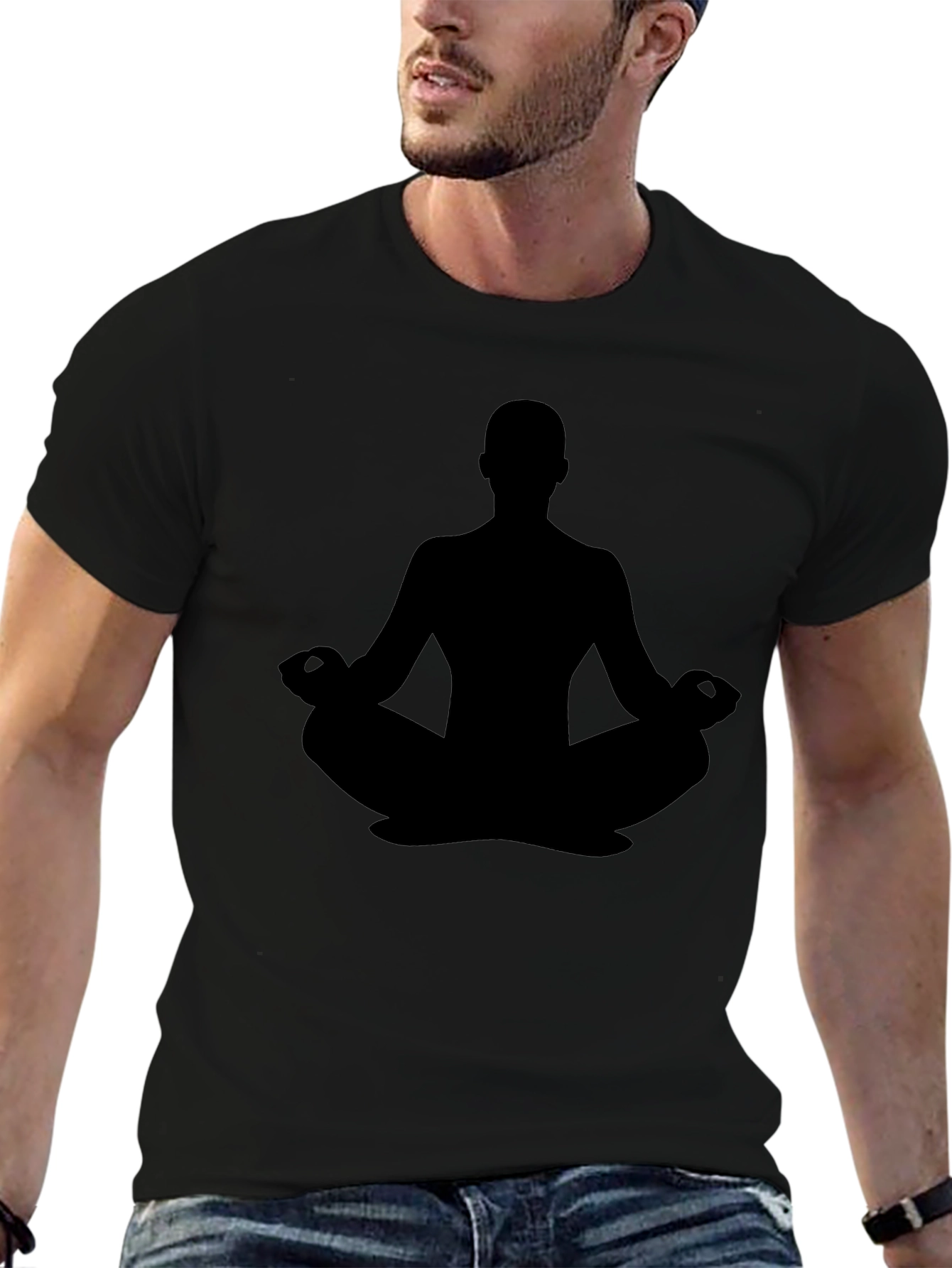 Yoga Meditation Silhouette Tee - Black