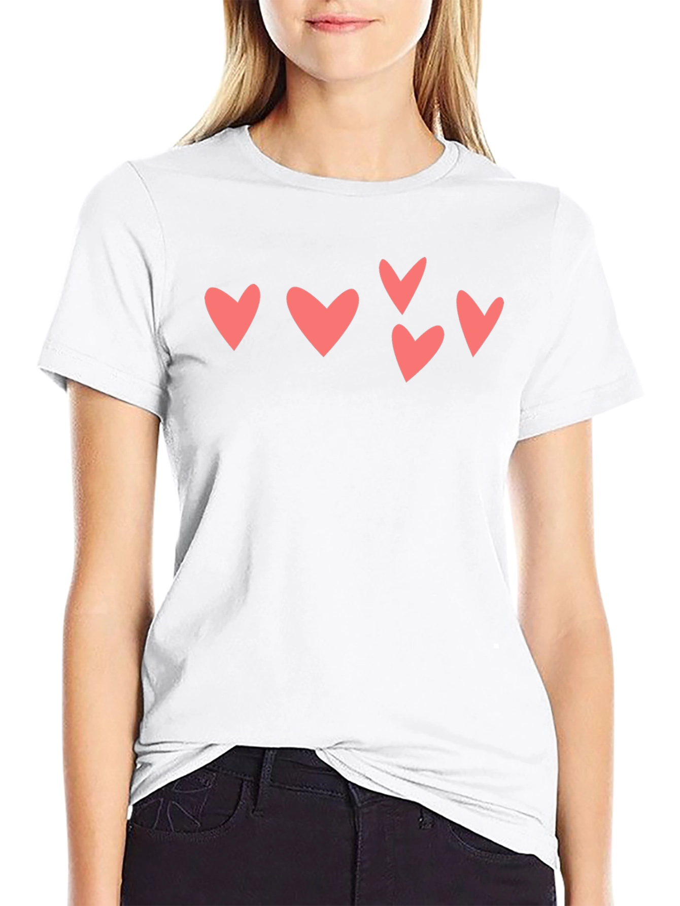 Heart Print Black T-Shirt
