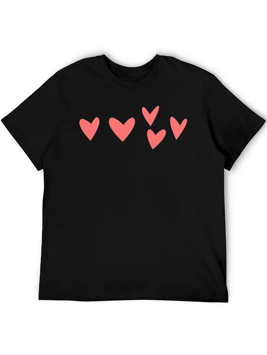 Heart Print Black T-Shirt