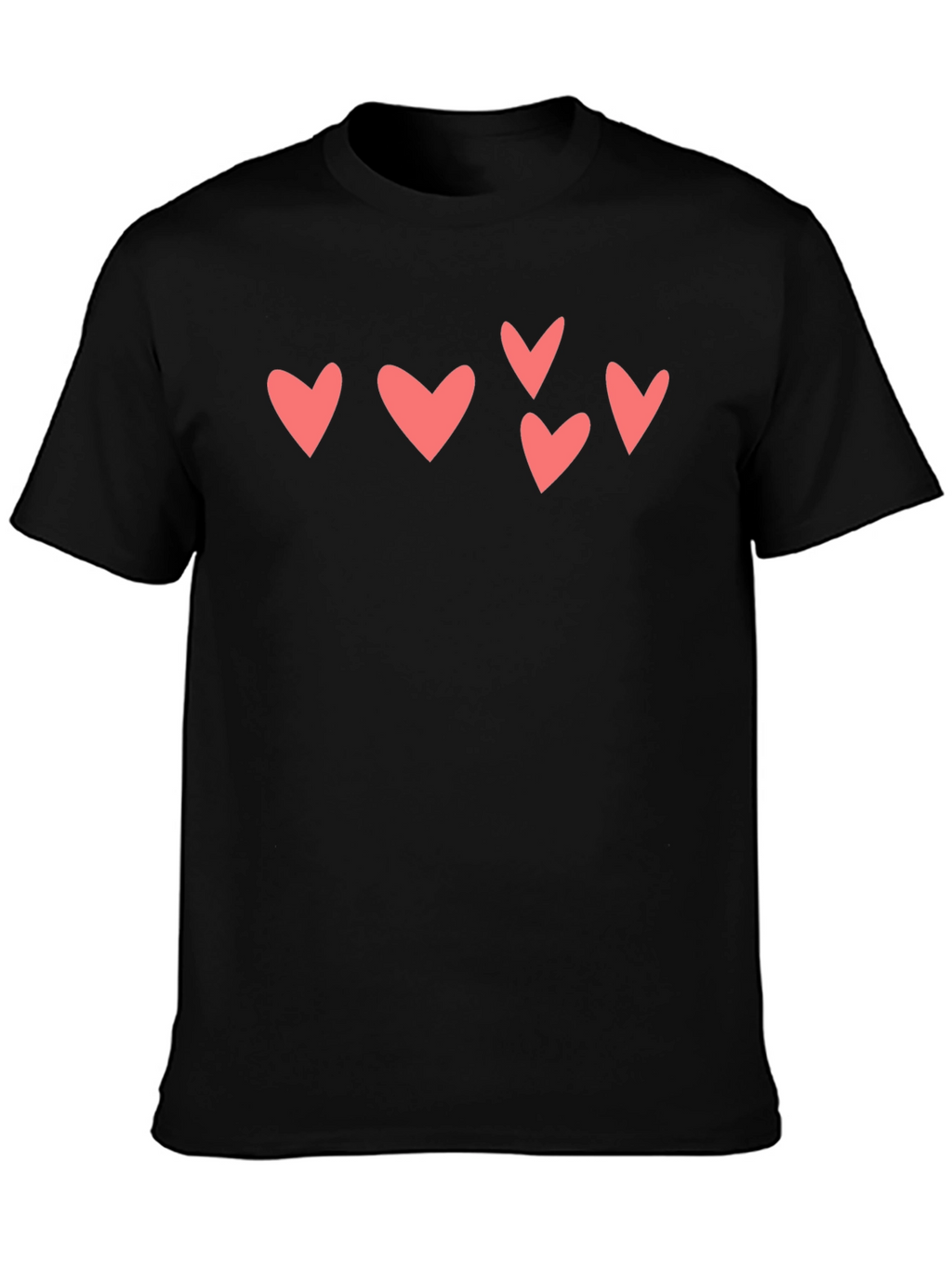 Heart Print Black T-Shirt