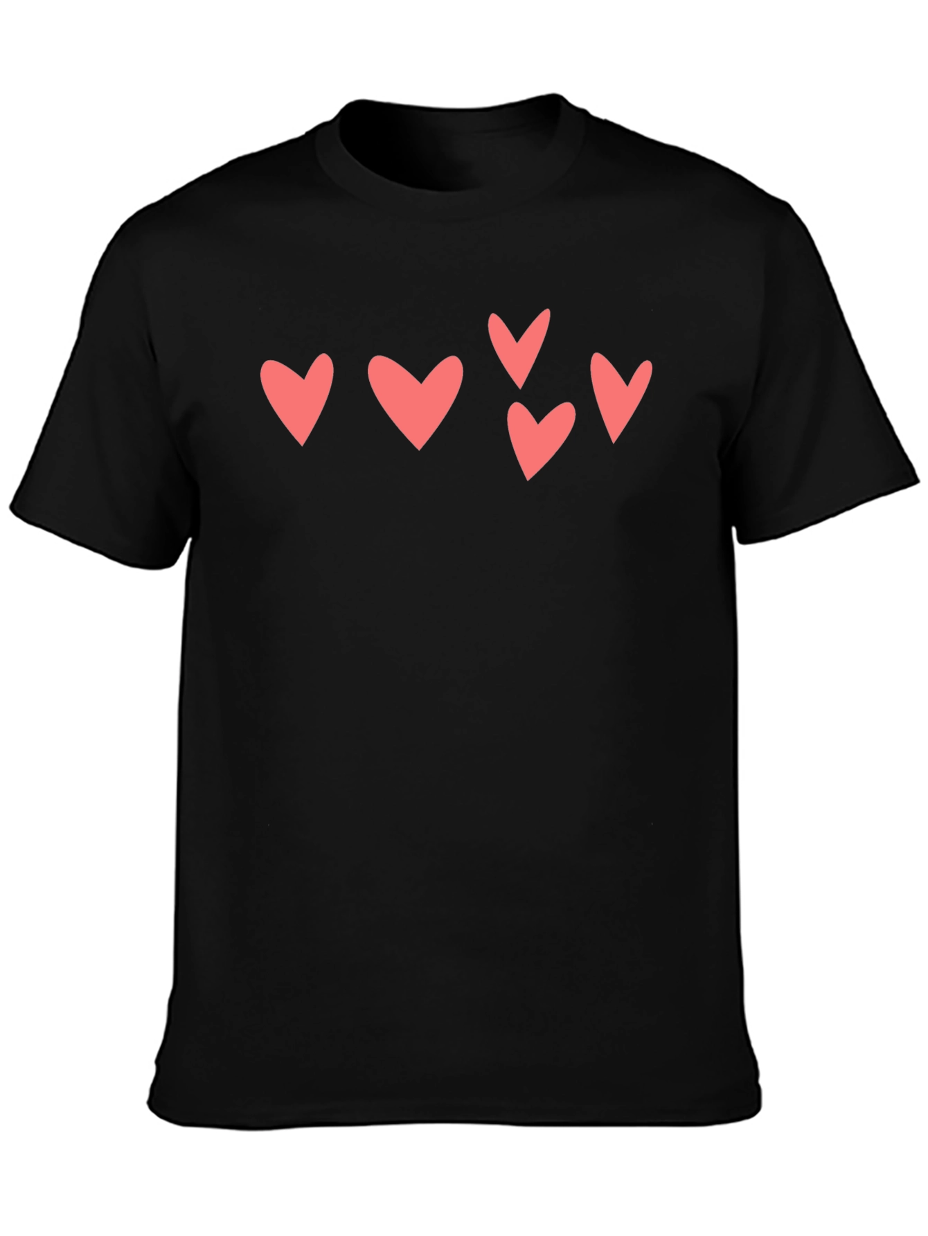 Heart Print Black T-Shirt