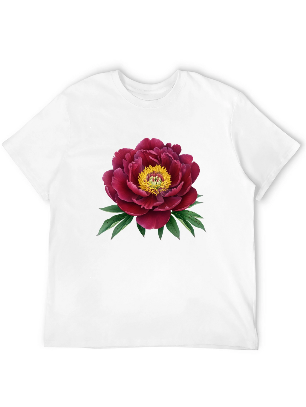 Elegant Peony Graphic Black T-Shirt