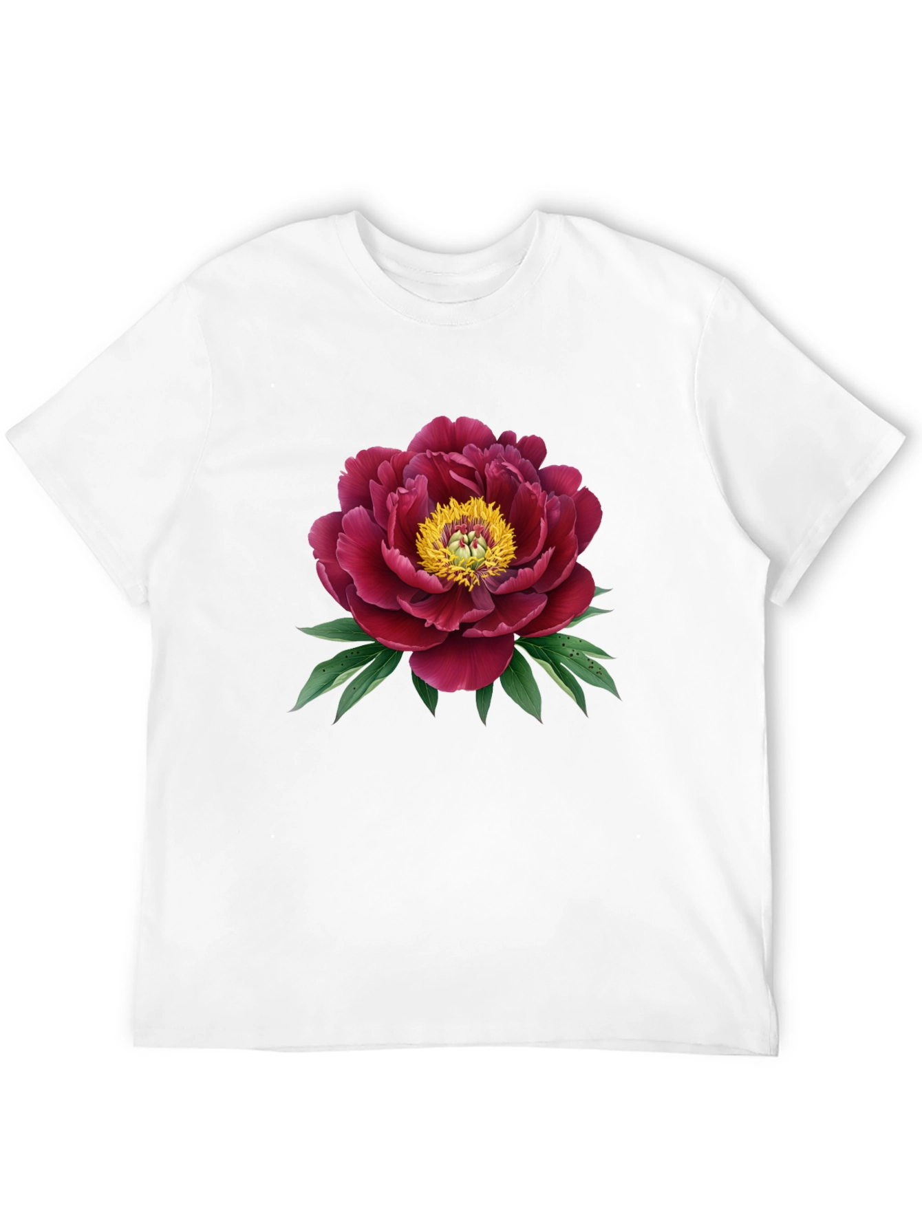 Elegant Peony Graphic Black T-Shirt