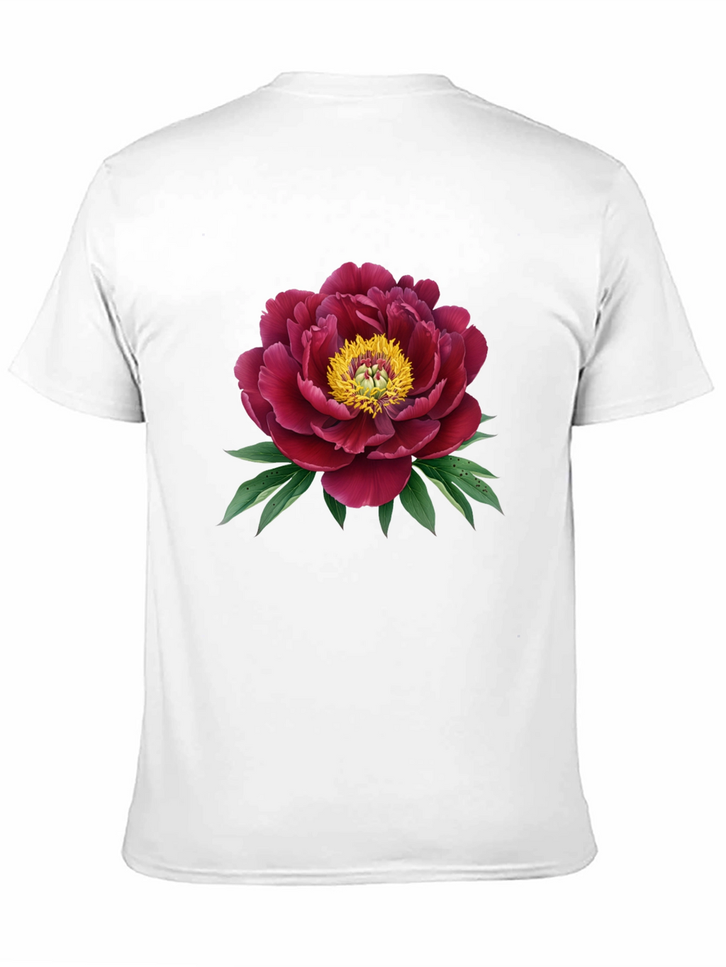 Elegant Peony Graphic Black T-Shirt