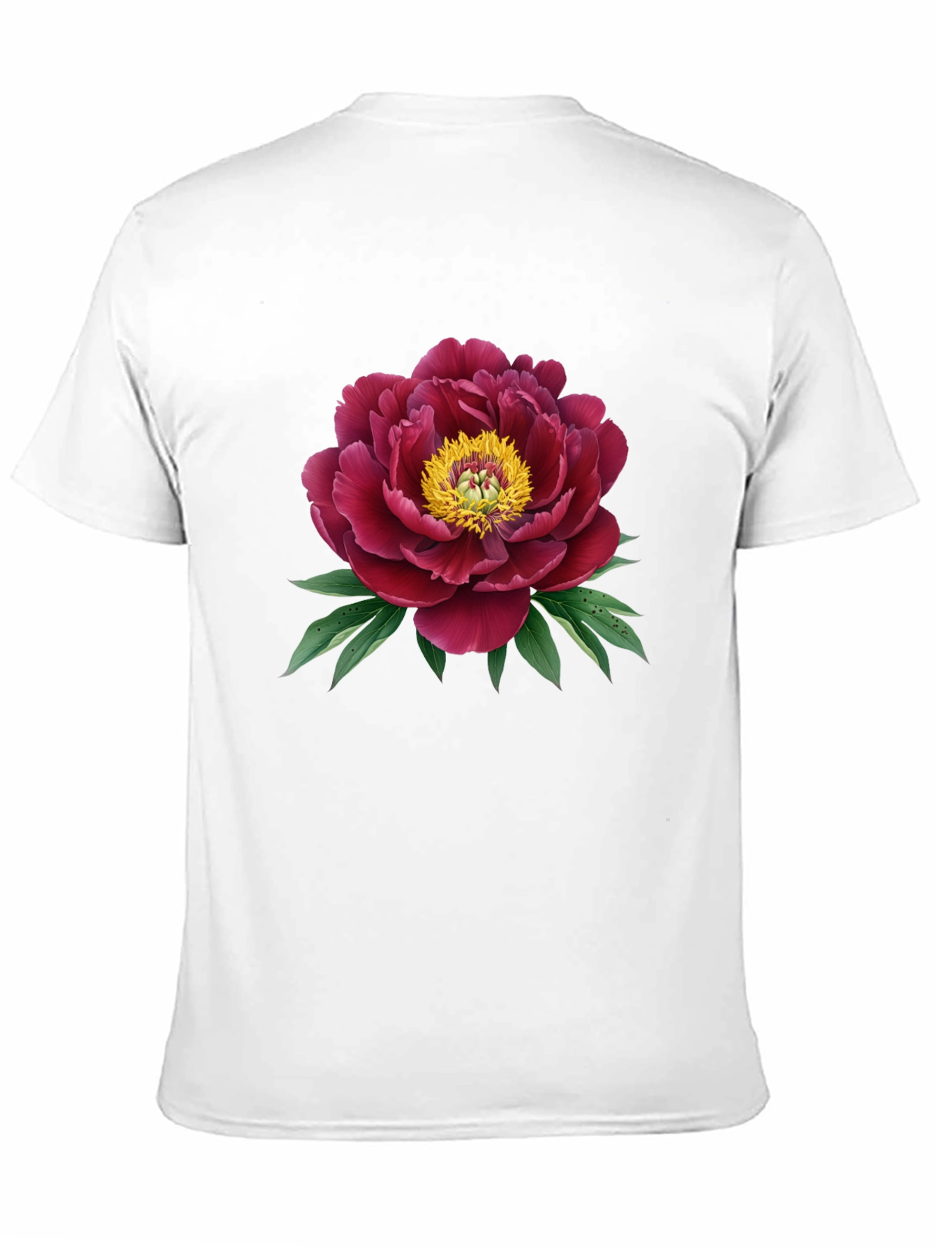 Elegant Peony Graphic Black T-Shirt