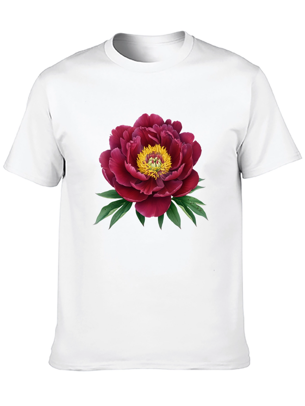 Elegant Peony Graphic Black T-Shirt