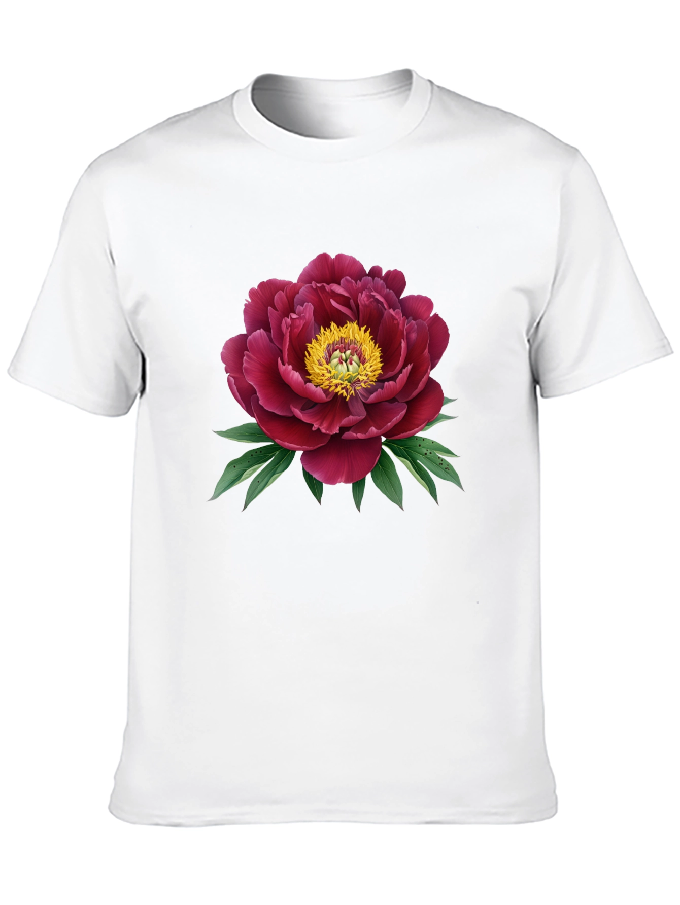 Elegant Peony Graphic Black T-Shirt