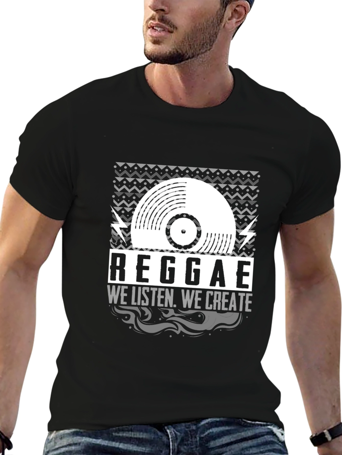 Reggae Music Vinyl Graphic T-Shirt - We Listen We Create