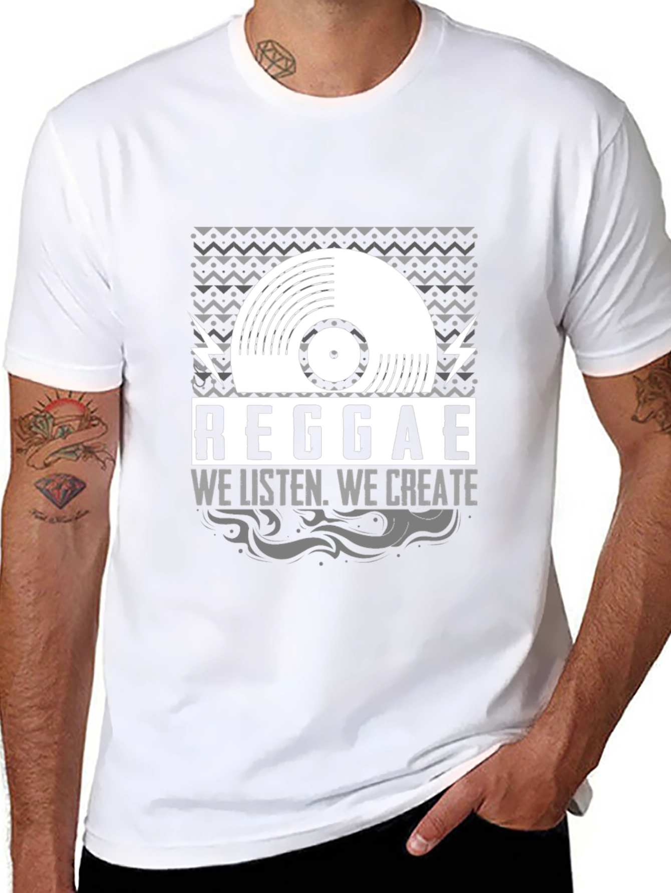 Reggae Music Vinyl Graphic T-Shirt - We Listen We Create