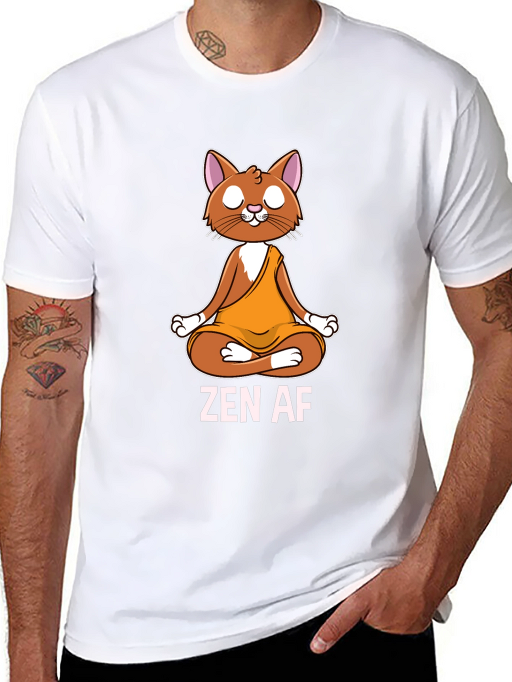 Zen AF Cat T-Shirt - Meditating Feline Tee