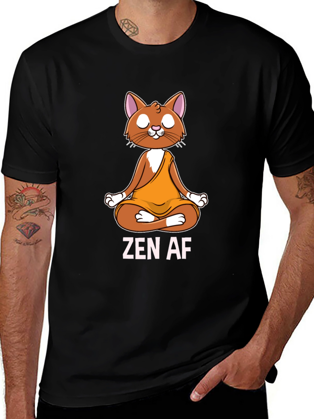 Zen AF Cat T-Shirt - Meditating Feline Tee